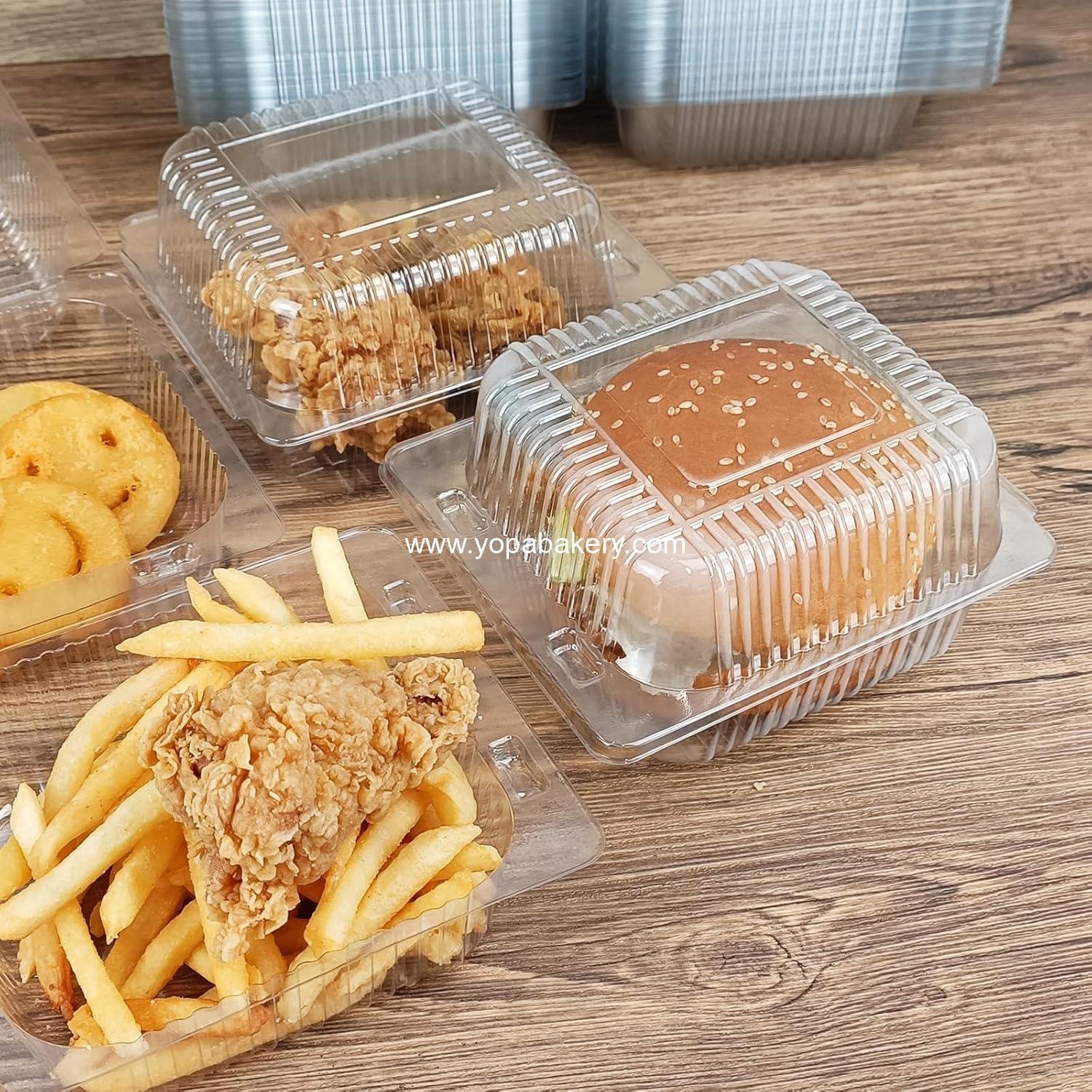 Wholesale 100 Pack Clear Plastic Disposable Clamshell Containers, 5 x 5 Inch Hinged Takeout Tray for Desserts, Cakes, and Sandwiches, OEM Factory Wholesale 100 Pack Clear Plastic Disposable Clamshell Containers, 5 x 5 Inch Hinged Takeout Tray for Desserts, Cakes, and Sandwiches, OEM Factory