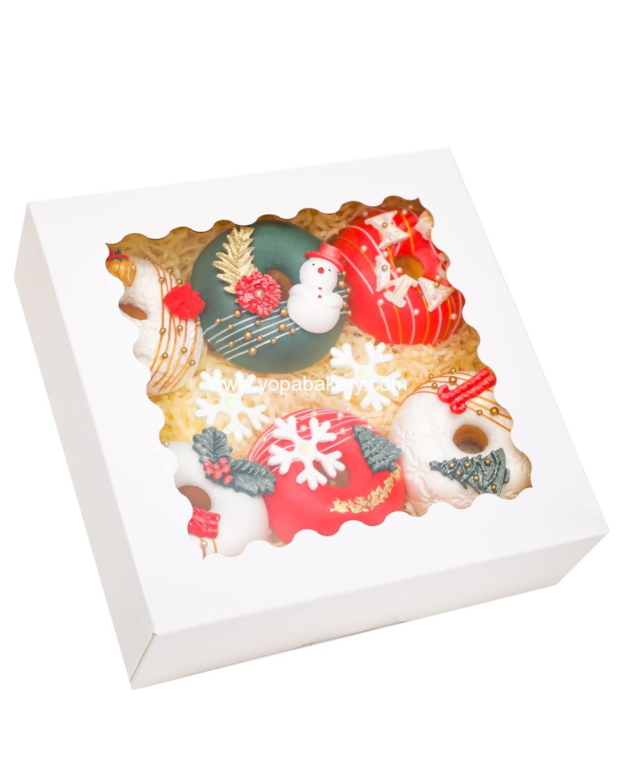 Wholesale 50 Packs Bakery Box with Window 8x8x2.5 inch White Pie Boxes Pastry Box Factory