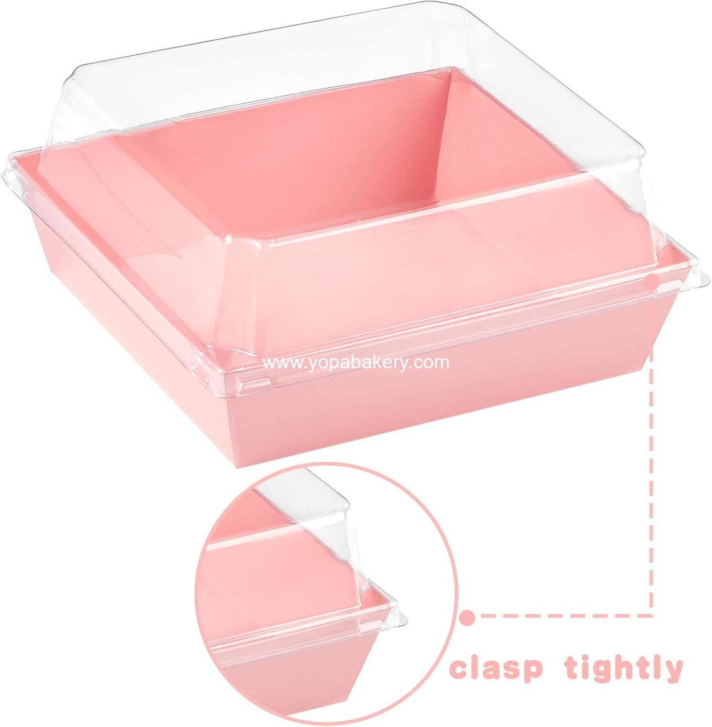 Wholesale 20 Pack Small Charcuterie Boxes with Clear Lids, To Go Paper Dessert Boxes, 5-Inch Disposable Food Containers for Cookies, Cupcakes, Sliced Cakes, Strawberries (Pink) Factory