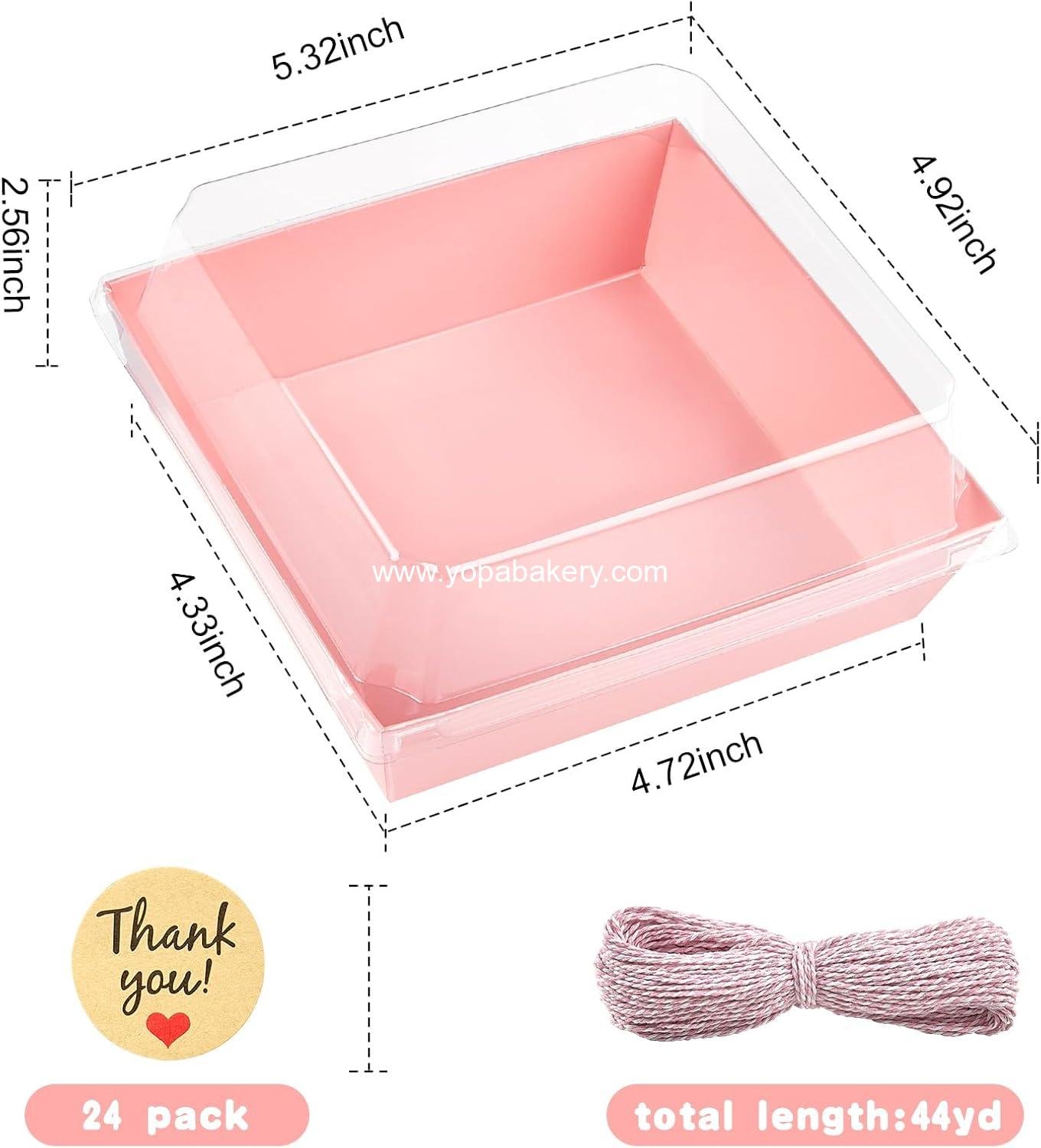 Wholesale 20 Pack Small Charcuterie Boxes with Clear Lids, To Go Paper Dessert Boxes, 5-Inch Disposable Food Containers for Cookies, Cupcakes, Sliced Cakes, Strawberries (Pink) Factory