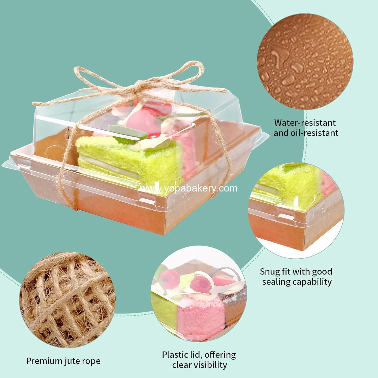 Wholesale 200 Pack Charcuterie Boxes with Clear Lids and Rope for 4-Inch Cake and Dessert Containers, Perfect for Bakery Cookies and Fruit Display, Factory
