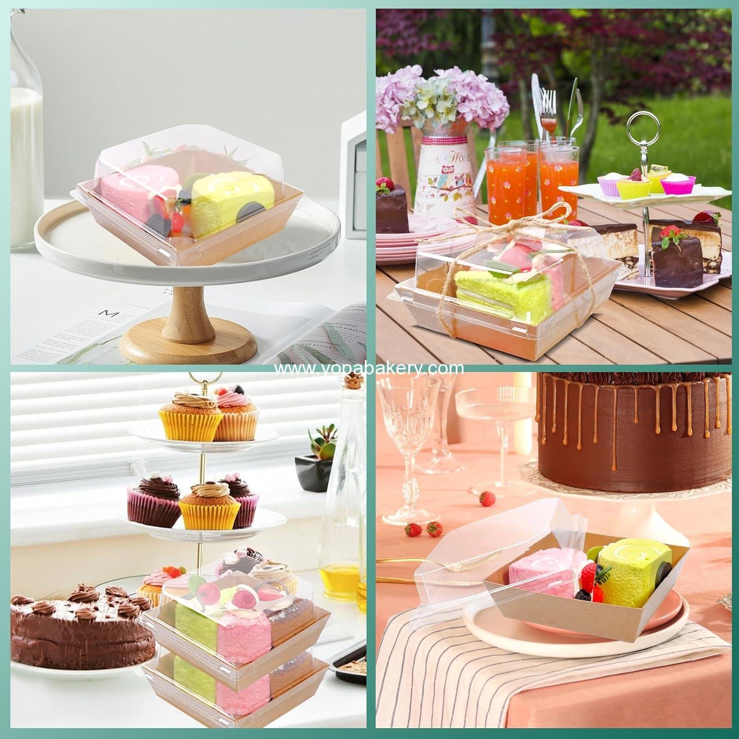 Wholesale 200 Pack Charcuterie Boxes with Clear Lids and Rope for 4-Inch Cake and Dessert Containers, Perfect for Bakery Cookies and Fruit Display, Factory