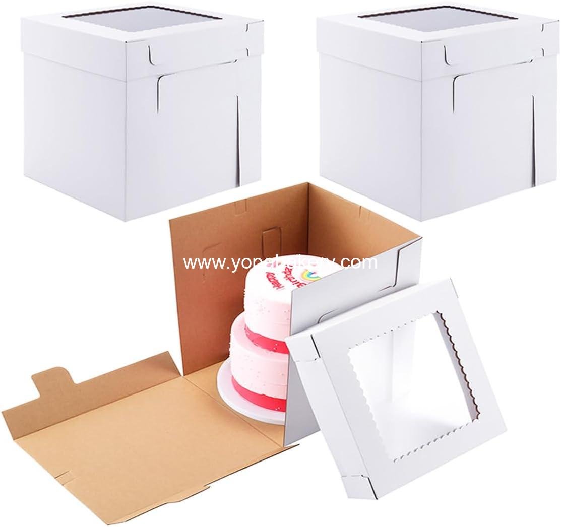 Tall Cake Boxes for Tier Cakes,12x12x12 Inch [10 Pack ] Thick Sturdy Bakery Box with Window,White Wedding Cake Boxes,Layer Cake Carrier,Disposable Cake Containers
