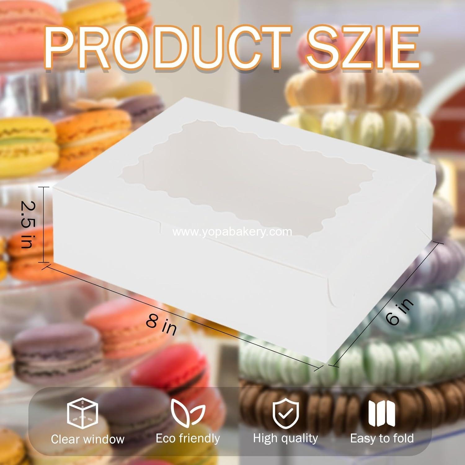 Wholesale 50pcs Cookie Boxes with Window 8x6x2.5 Inch White Bakery Pastry Treat Boxes for Chocolate Covered Strawberries and Muffins Factory
