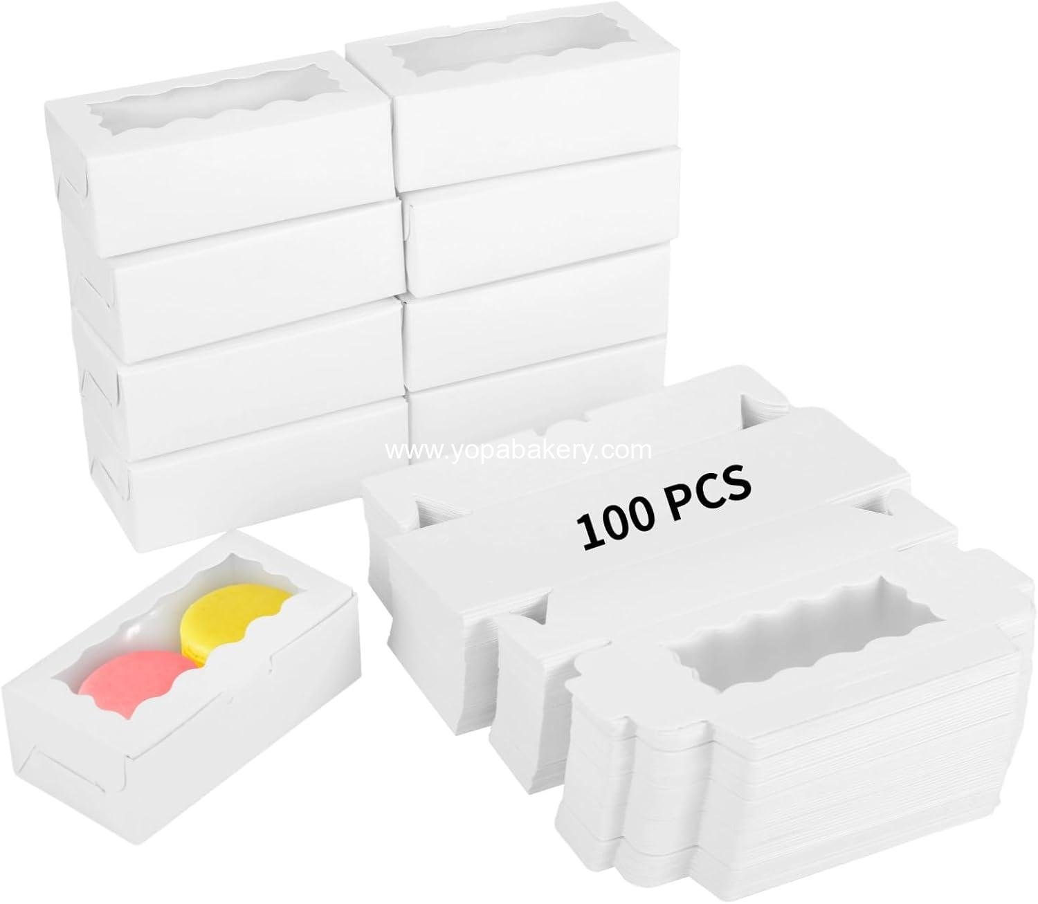 100 PCS Marcron Box with Window, Small Boxes for Treats, Small Bakery Boxes, Packaging Box for Candies Cookies Chocolates, 4.1 x 2.2 x 1.4 in