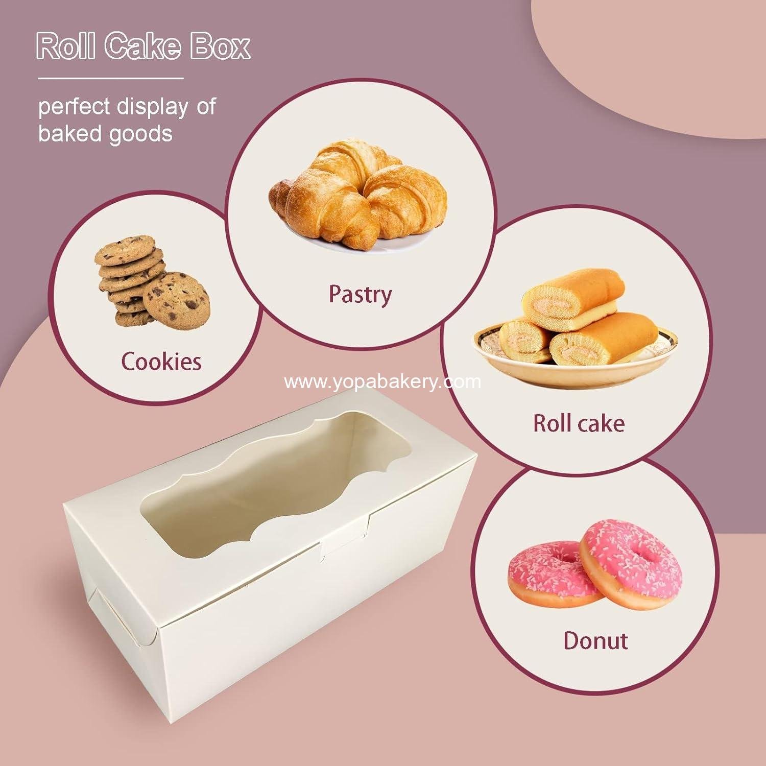 Wholesale 30pcs White Bakery Cookie Boxes with Window, 9x4x3.5 Inch Loaf Cake Boxes for Roll Cakes, Desserts, Muffins, Donuts, Candies, and Pastries - Factory