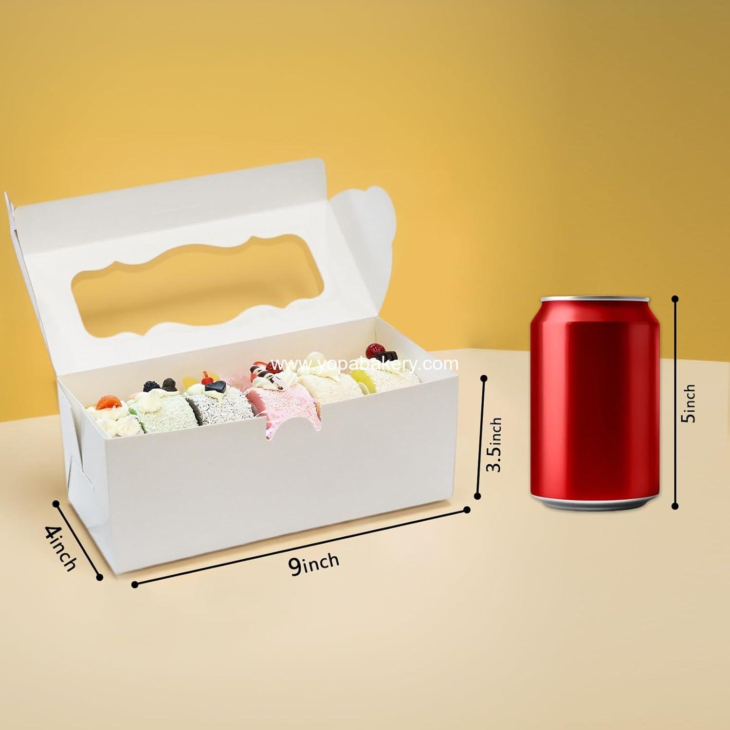 Wholesale 30pcs White Bakery Cookie Boxes with Window, 9x4x3.5 Inch Loaf Cake Boxes for Roll Cakes, Desserts, Muffins, Donuts, Candies, and Pastries - Factory