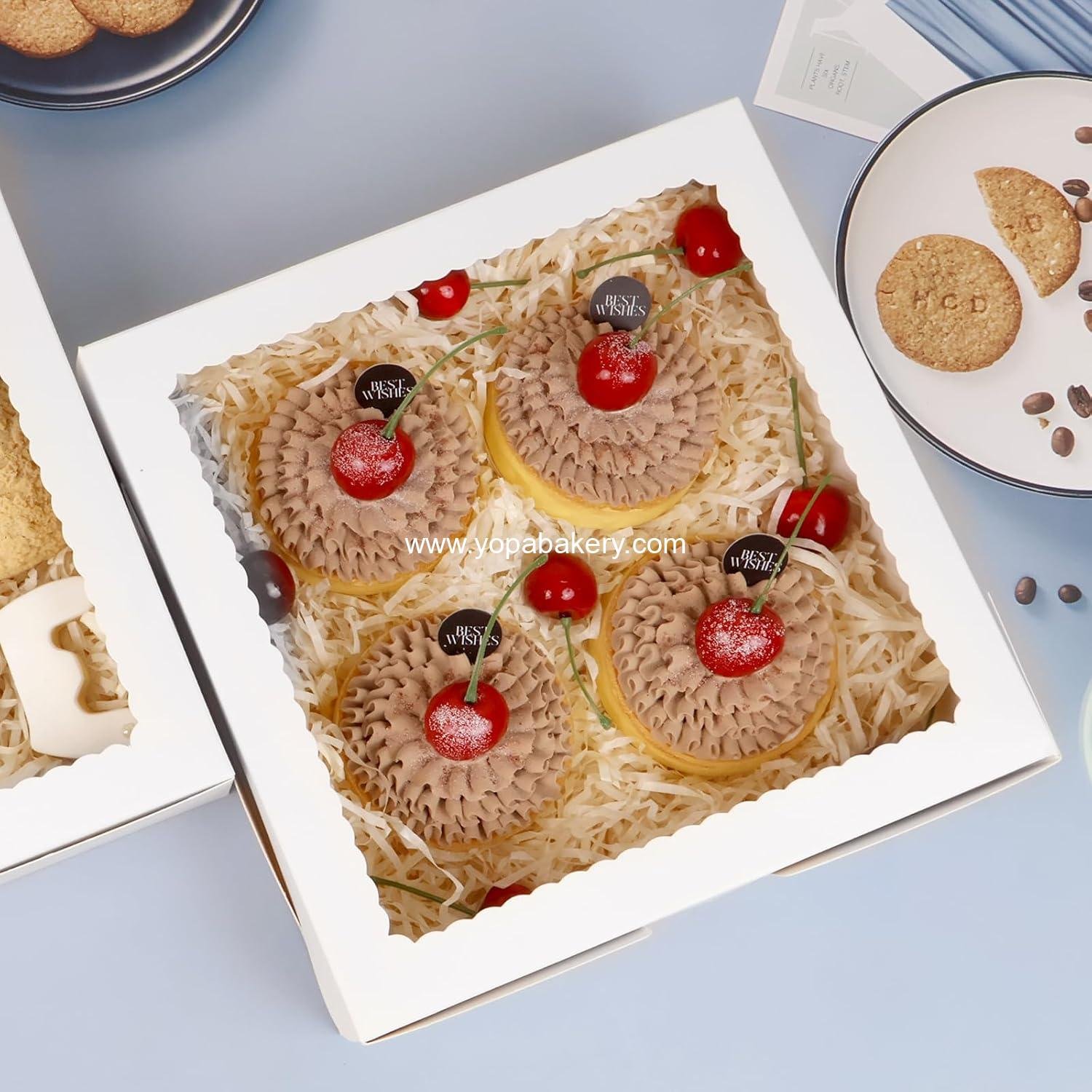 Wholesale 12pcs 9x9x2.5 Inch White Bakery Pie Boxes with Window for Pies, Donuts, Cookies, Muffins, Chocolates, Party Factory