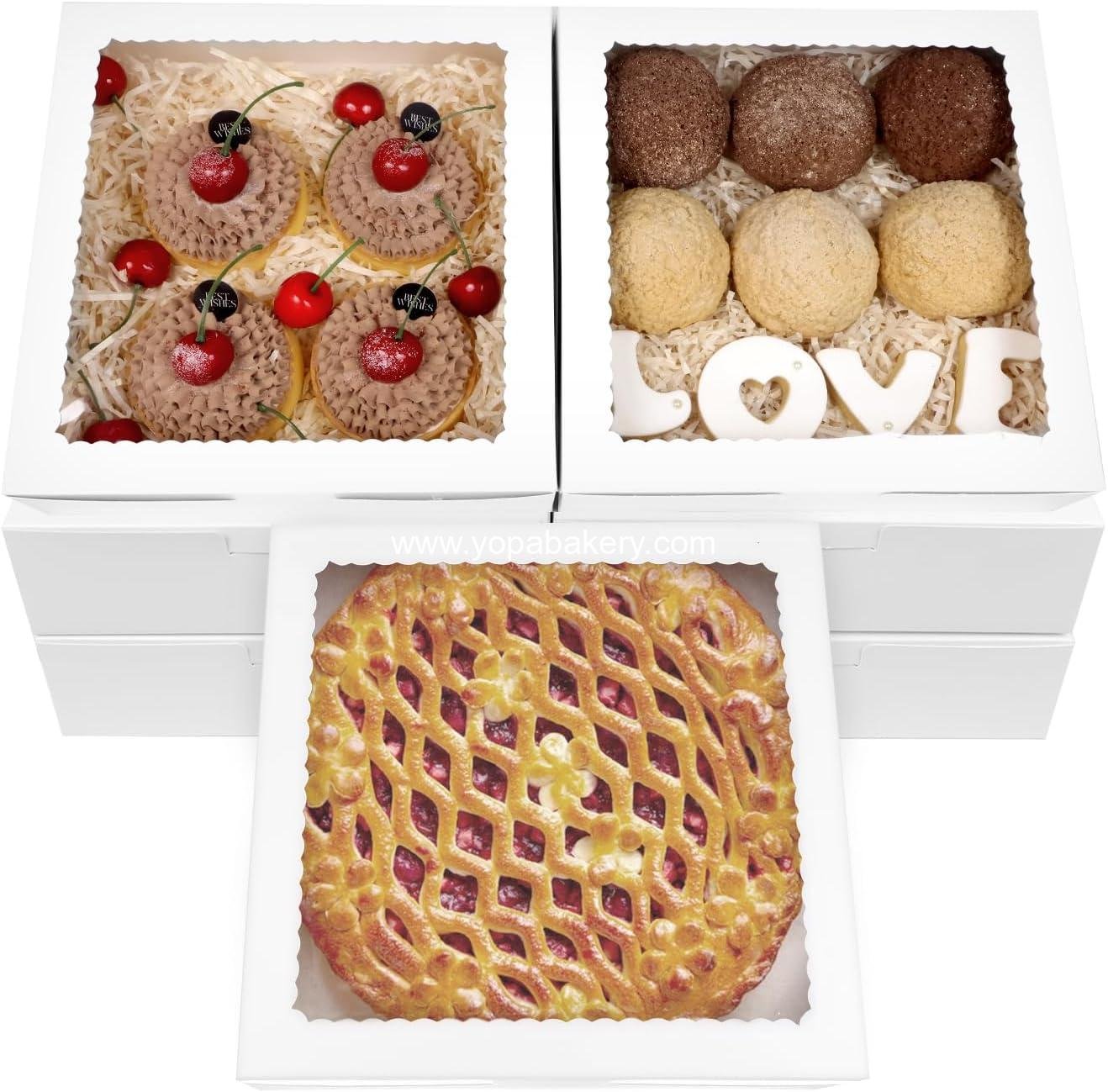 12pcs 9x9x2.5 Inch Pie Boxes White Bakery Boxes Cake Boxes with Window for Pies, Donuts, Cookies, Muffins, Chocolates, Party