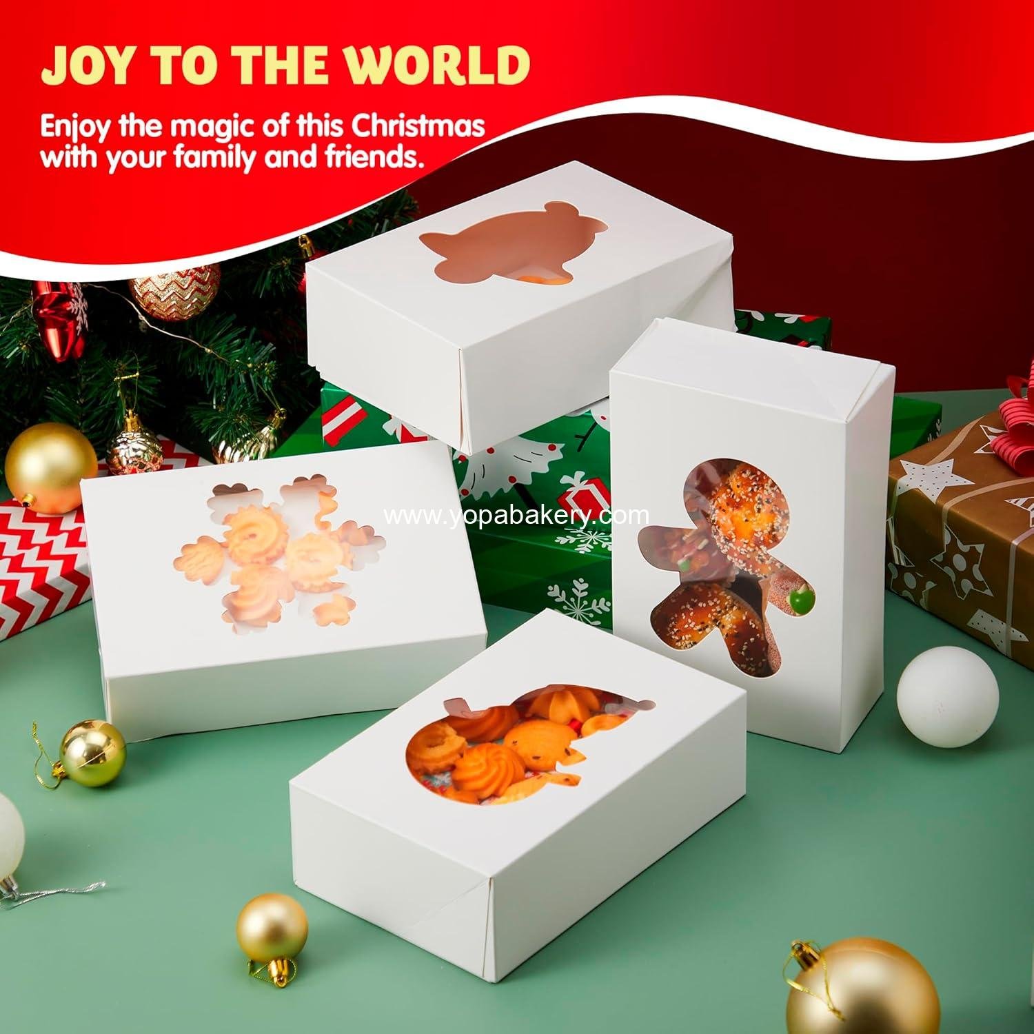Wholesale 24 PCS Christmas Cookie Boxes for Gift Giving, White Treat Boxes with Window, 9” x 6” x 3” Bakery Gift Wrapping Box for Xmas Party Favor Pastries, Cupcakes, Brownies, Donuts Factory Wholesale 24 PCS Christmas Cookie Boxes for Gift Giving, White Treat Boxes with Window, 9” x 6” x 3” Bakery Gift Wrapping Box for Xmas Party Favor Pastries, Cupcakes, Brownies, Donuts Factory