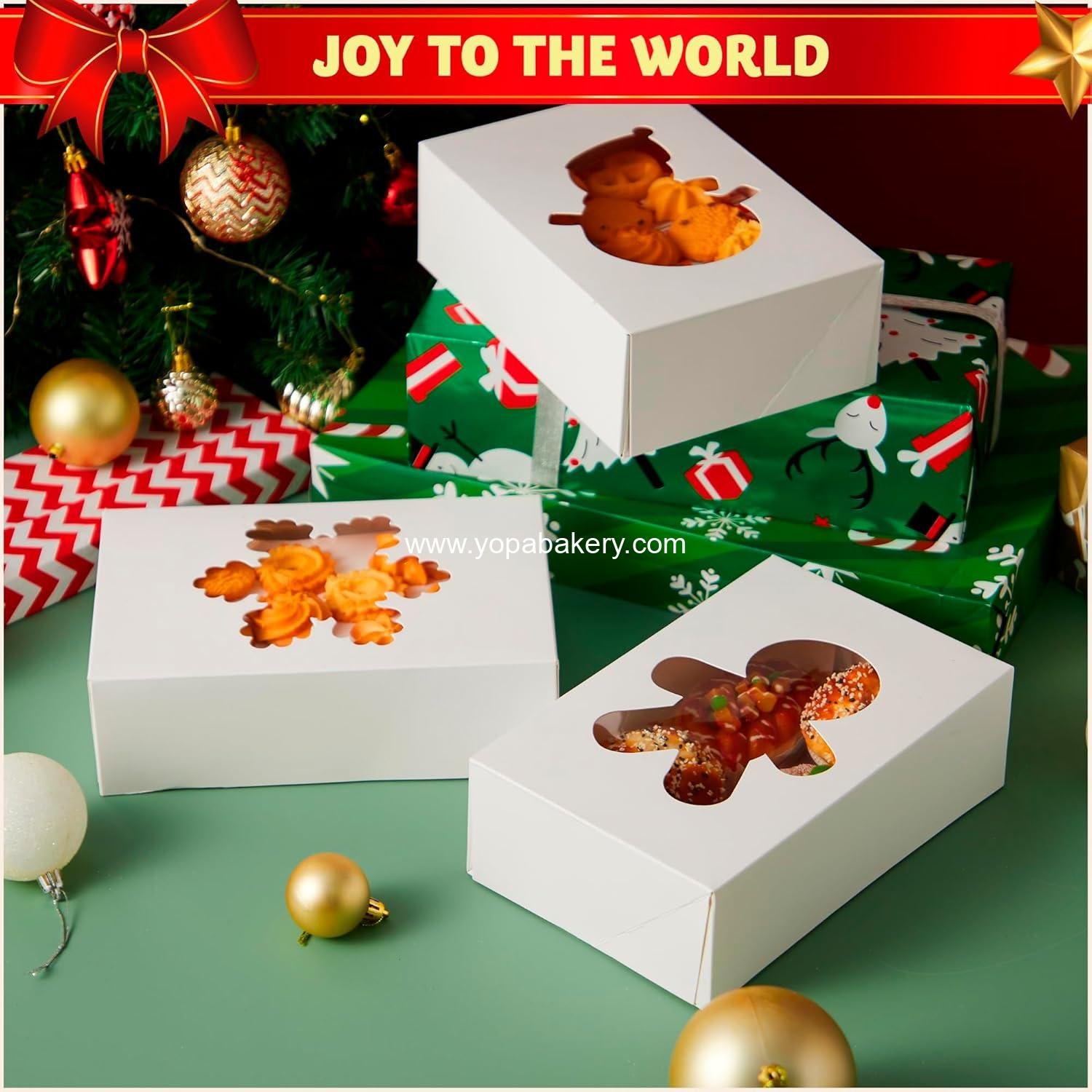 Wholesale 24 PCS Christmas Cookie Boxes for Gift Giving, White Treat Boxes with Window, 9” x 6” x 3” Bakery Gift Wrapping Box for Xmas Party Favor Pastries, Cupcakes, Brownies, Donuts Factory Wholesale 24 PCS Christmas Cookie Boxes for Gift Giving, White Treat Boxes with Window, 9” x 6” x 3” Bakery Gift Wrapping Box for Xmas Party Favor Pastries, Cupcakes, Brownies, Donuts Factory