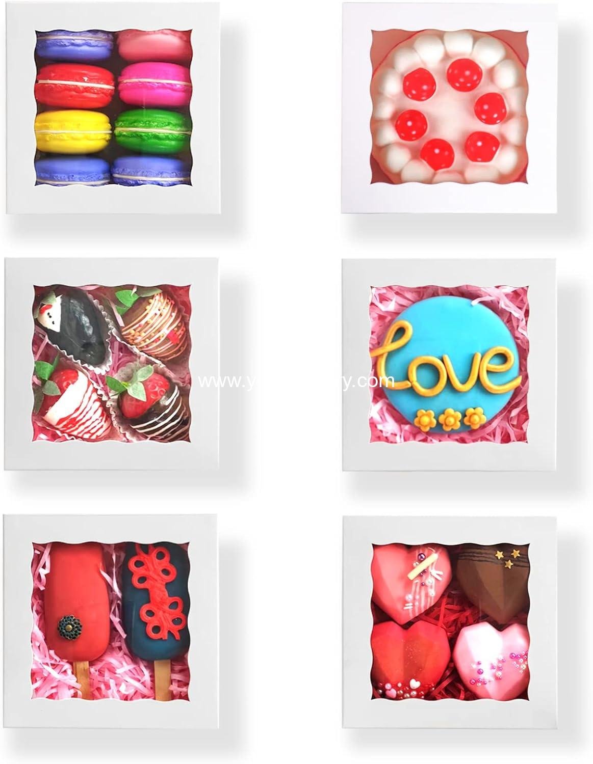 Wholesale 51PCS Bakery Boxes 5x5x2 Inch with Window for Cookies Pastries Muffins Cupcakes Donuts Macarons Factory