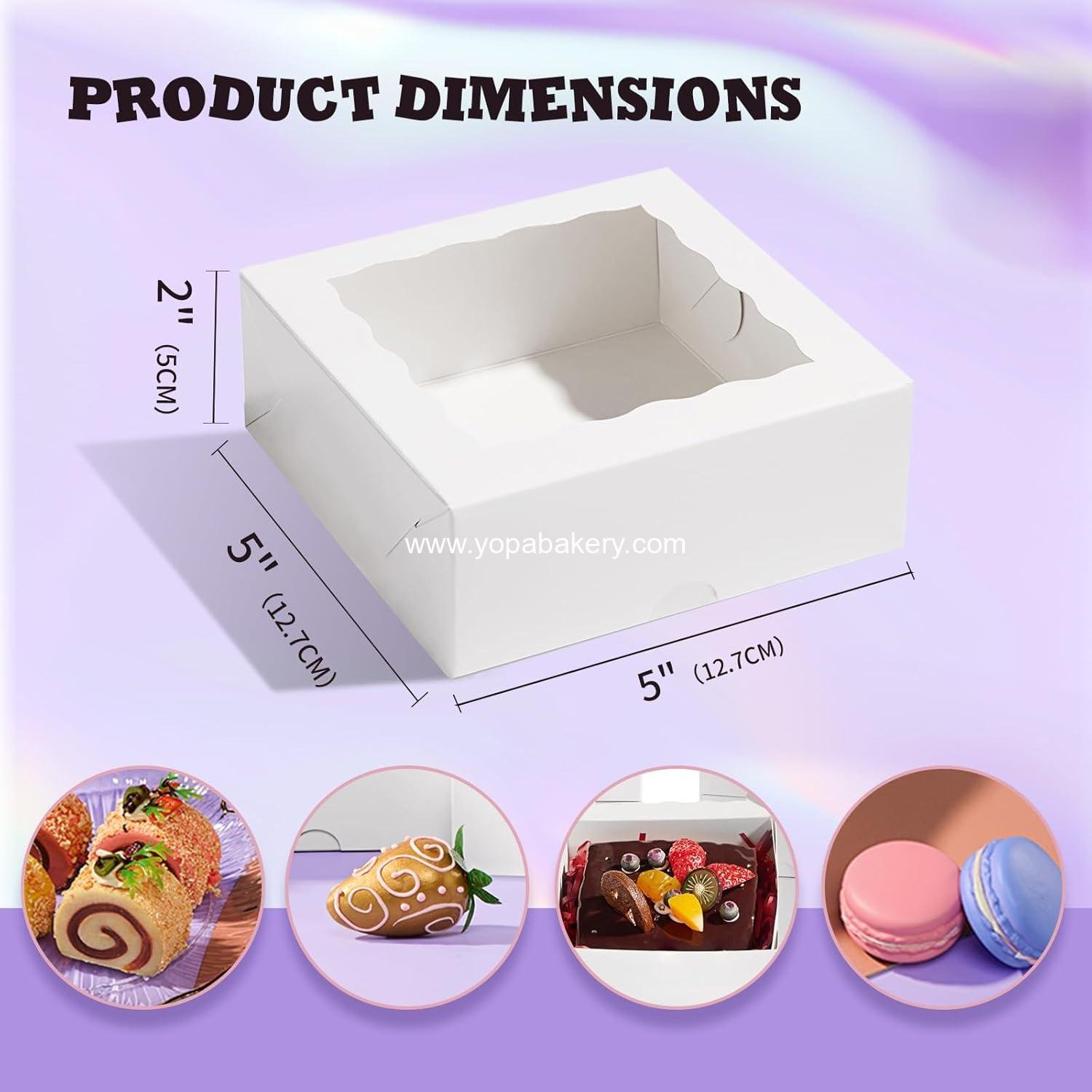 Wholesale 51PCS Bakery Boxes 5x5x2 Inch with Window for Cookies Pastries Muffins Cupcakes Donuts Macarons Factory