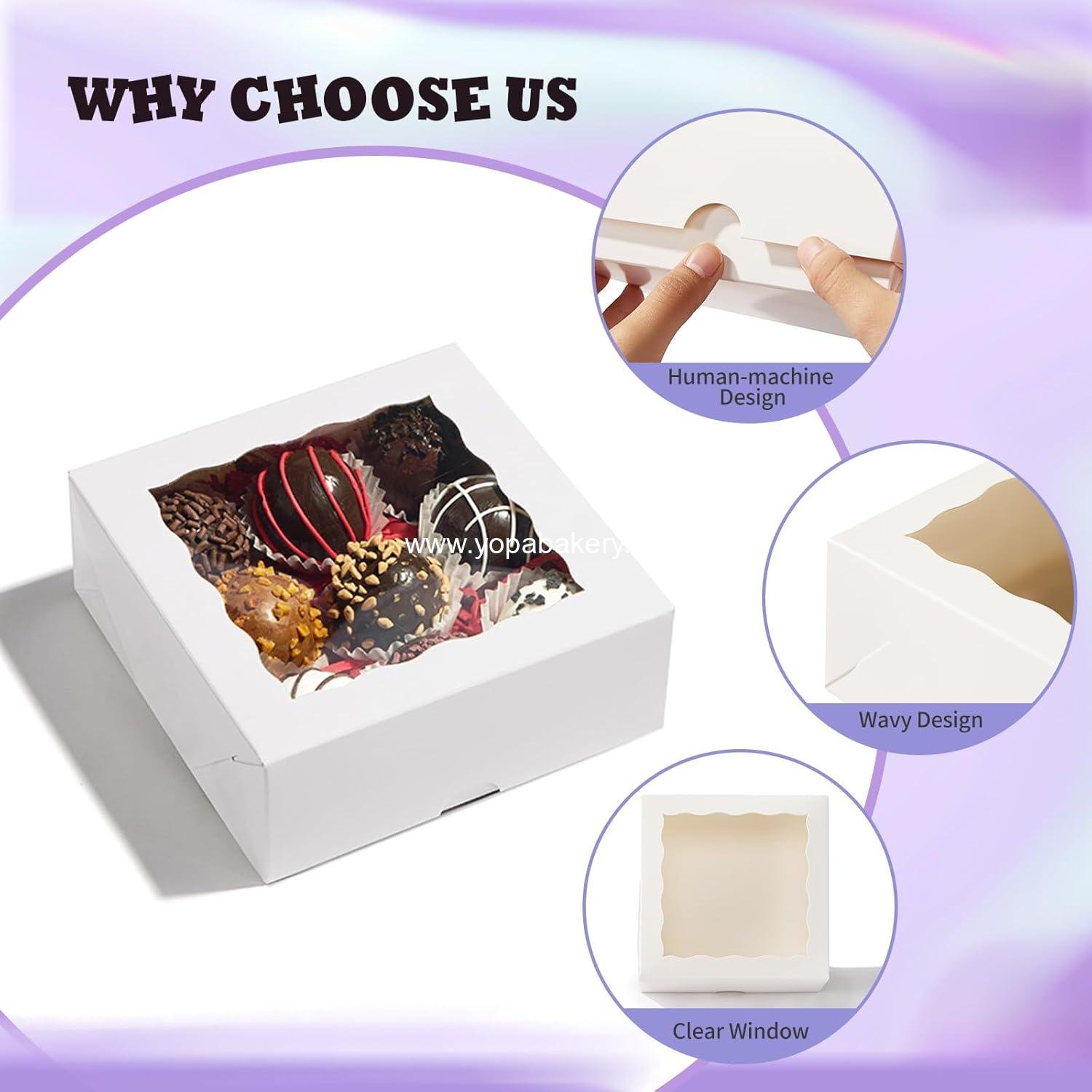 Wholesale 51PCS Bakery Boxes 5x5x2 Inch with Window for Cookies Pastries Muffins Cupcakes Donuts Macarons Factory