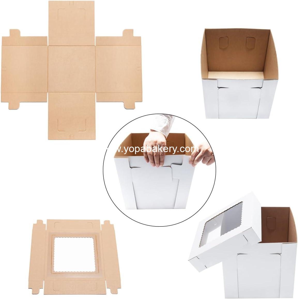 Wholesale Tall Cake Boxes for Tiered Cakes, 6 Pack 12x12x12 Inch, White Cake Boxes with Window, Sturdy Disposable Cake Carriers, Factory
