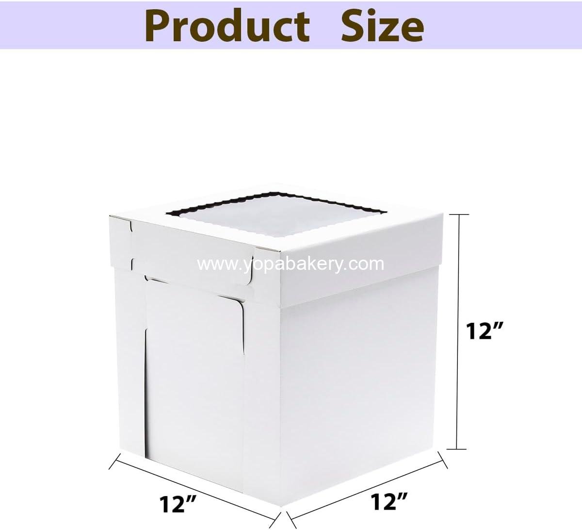 Wholesale Tall Cake Boxes for Tiered Cakes, 6 Pack 12x12x12 Inch, White Cake Boxes with Window, Sturdy Disposable Cake Carriers, Factory