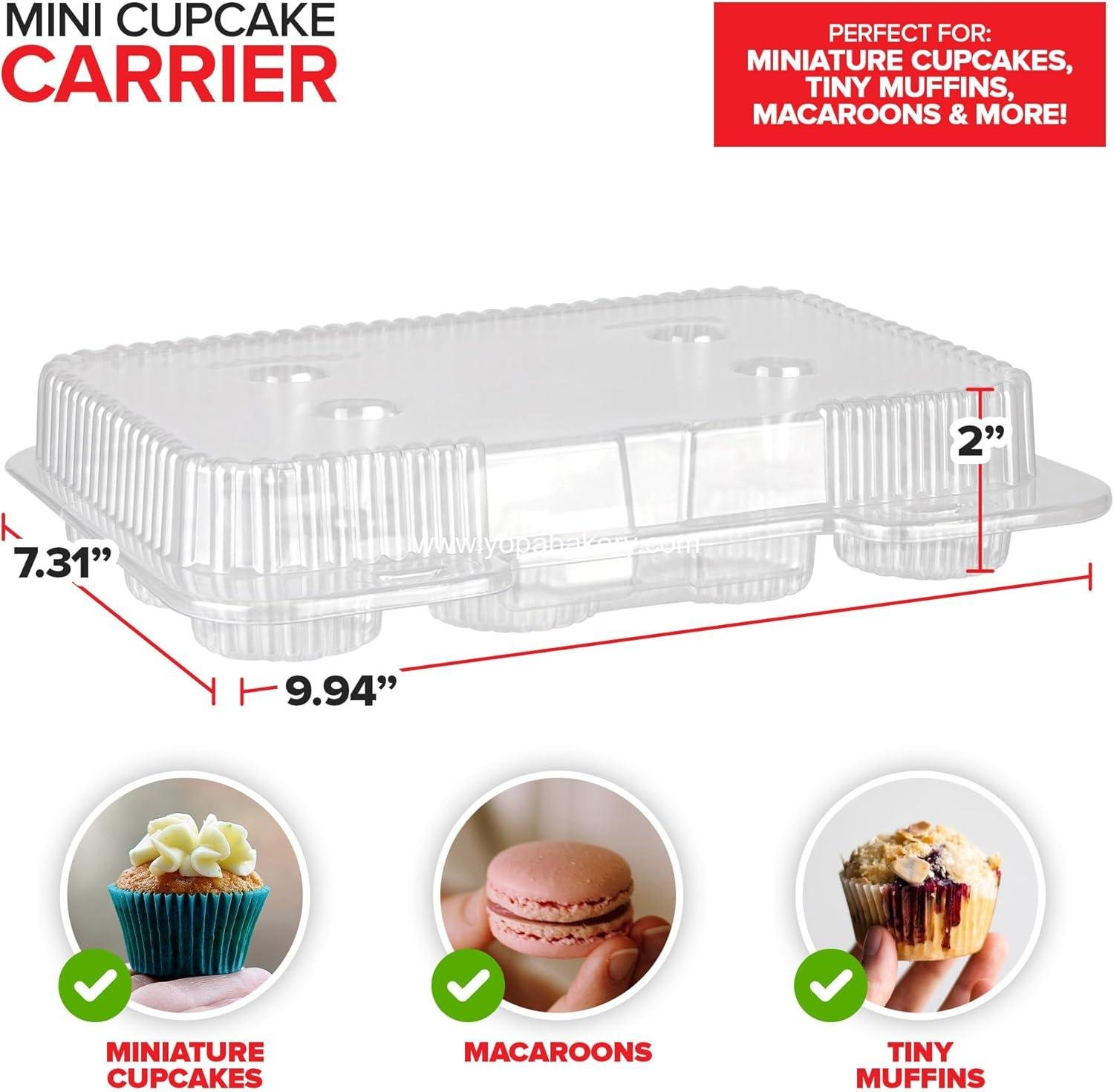 Wholesale Mini Disposable Plastic Cupcake Containers (40 Pack) - 12 Count Tray Compartment for Small Cupcakes with Clear Dome Lid, BPA Free, Factory