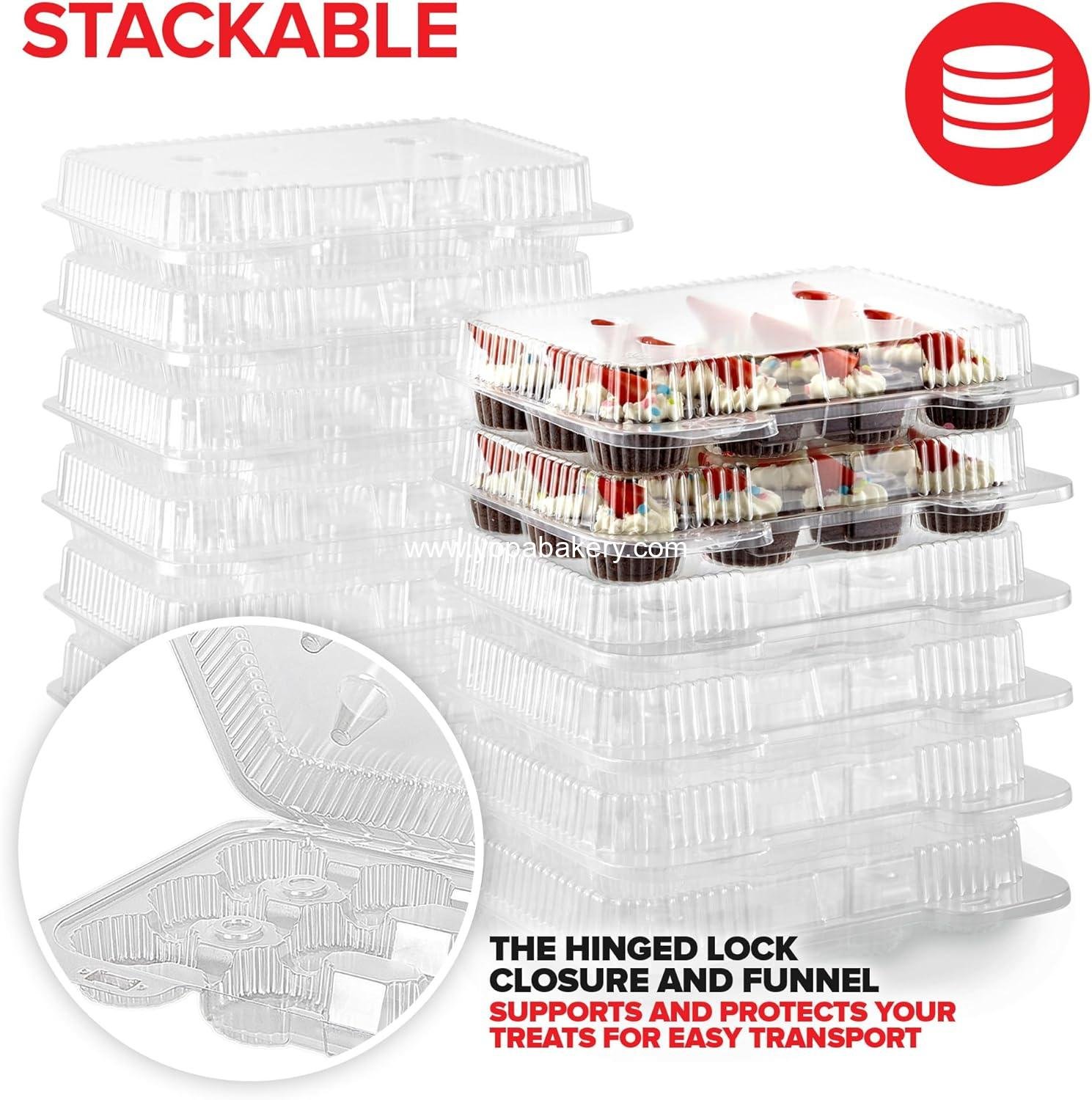 Wholesale Mini Disposable Plastic Cupcake Containers (40 Pack) - 12 Count Tray Compartment for Small Cupcakes with Clear Dome Lid, BPA Free, Factory