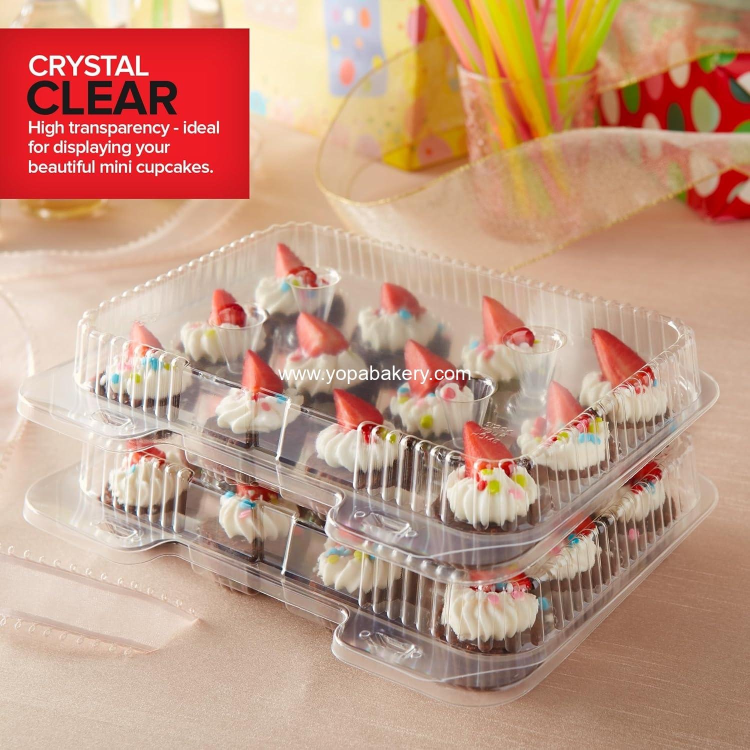 Wholesale Mini Disposable Plastic Cupcake Containers (40 Pack) - 12 Count Tray Compartment for Small Cupcakes with Clear Dome Lid, BPA Free, Factory