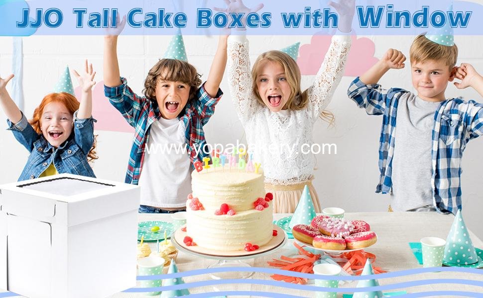 Wholesale Tall Cake Boxes for Tier Cakes, 14x14x12 Inches, 4 Pack, White Bakery Boxes with Window, Disposable Sturdy Wedding Cake Carrier, Layer Cake Carrier, Manufacturer