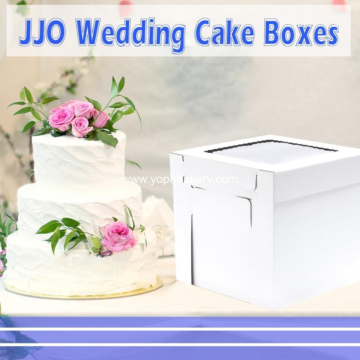 Wholesale Tall Cake Boxes for Tier Cakes, 14x14x12 Inches, 4 Pack, White Bakery Boxes with Window, Disposable Sturdy Wedding Cake Carrier, Layer Cake Carrier, Manufacturer