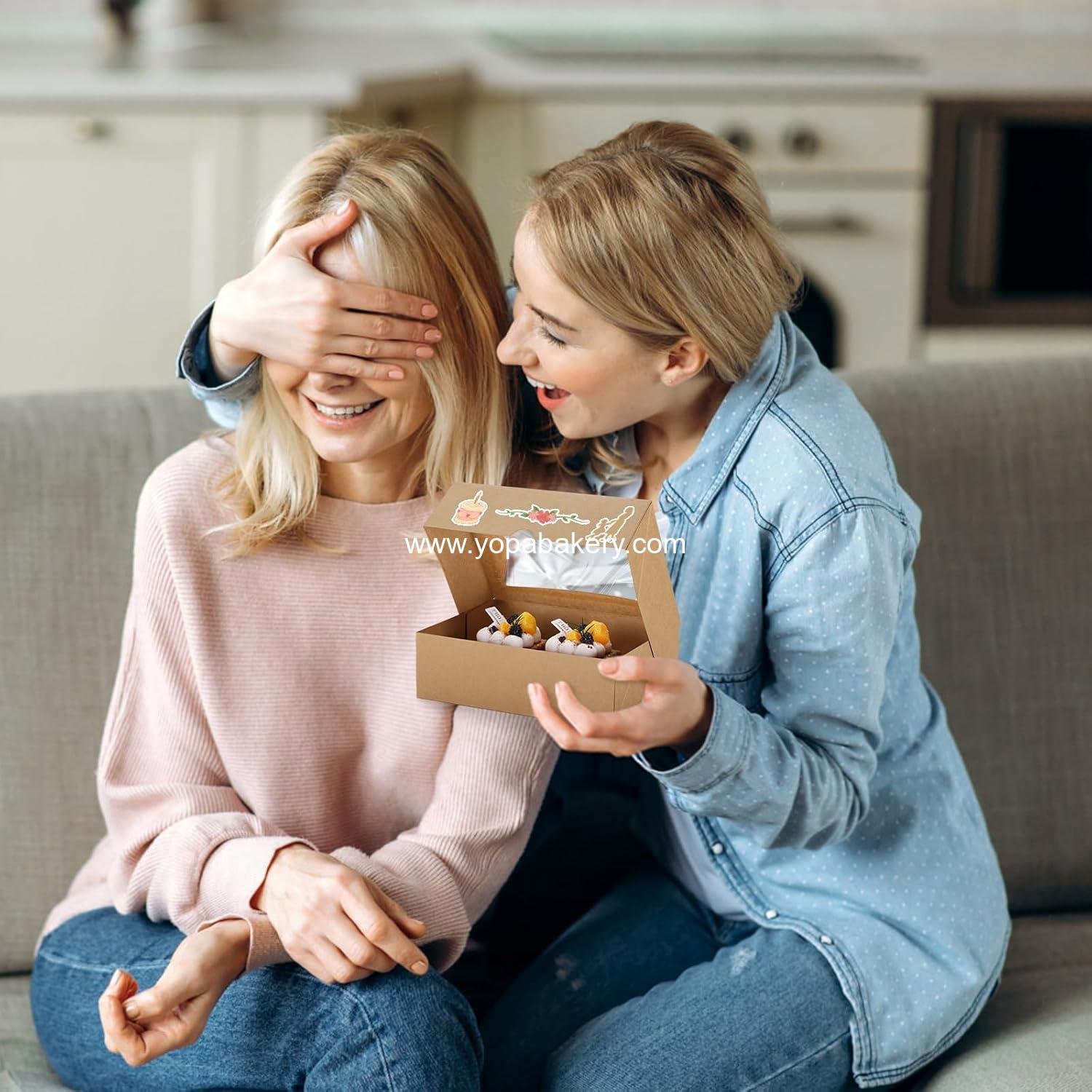 Wholesale Auto-Popup Cookie Boxes with Window 8x6x2.5 Inches, 25 pcs for Bakery, Donuts, Candy, Pastry, Cupcakes, Biscuits, Chocolate Strawberries Factory