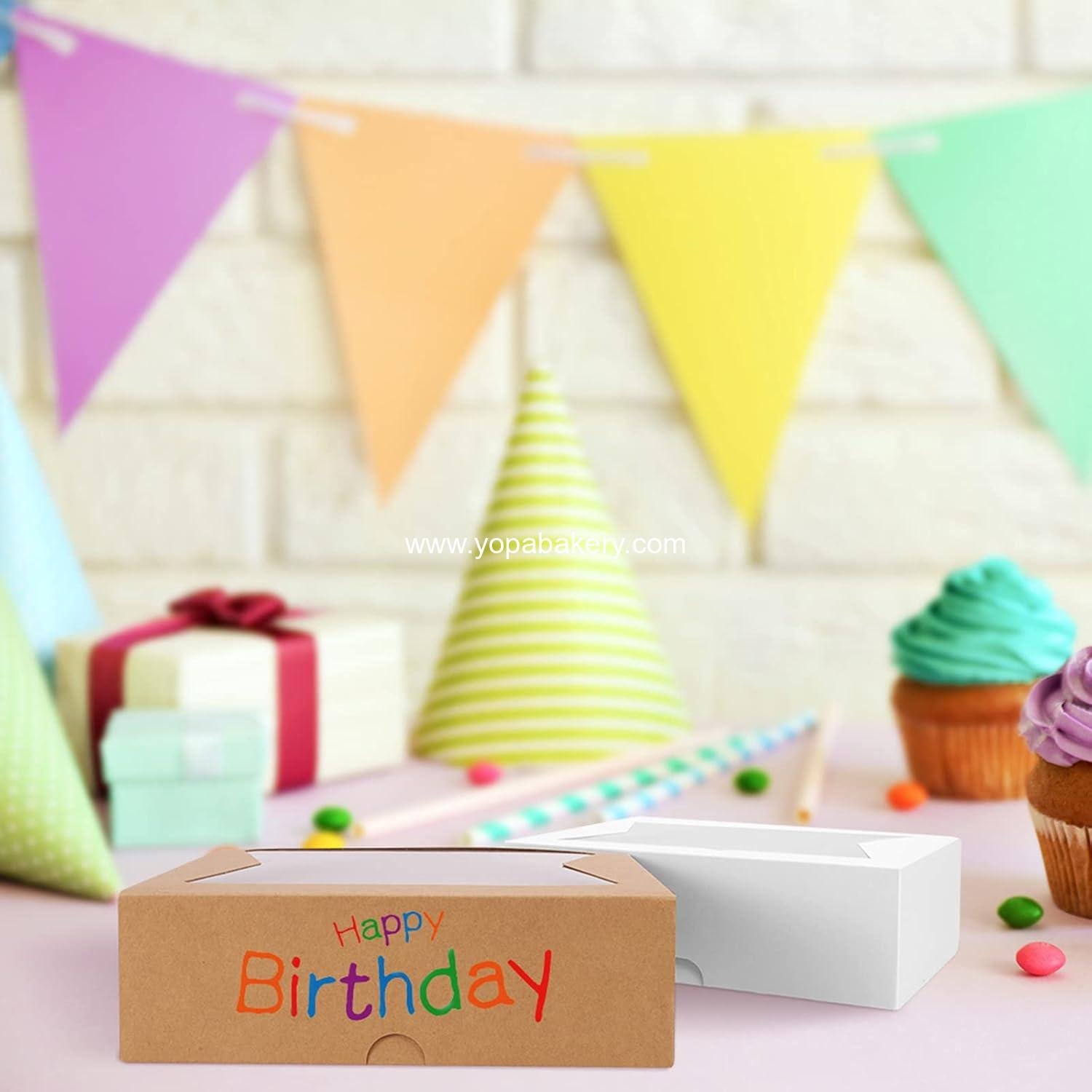 Wholesale Auto-Popup Cookie Boxes with Window 8x6x2.5 Inches, 25 pcs for Bakery, Donuts, Candy, Pastry, Cupcakes, Biscuits, Chocolate Strawberries Factory