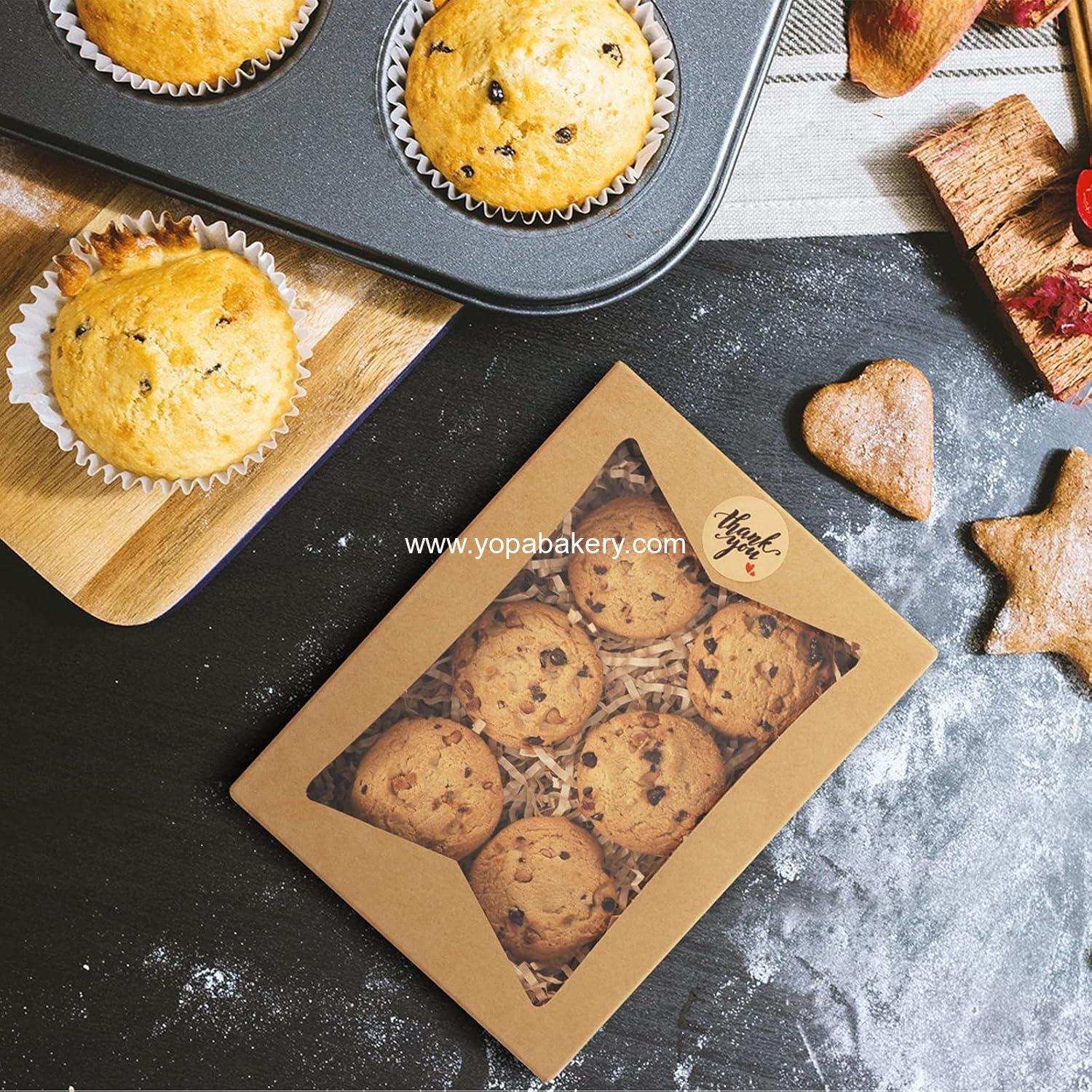 Wholesale Auto-Popup Cookie Boxes with Window 8x6x2.5 Inches, 25 pcs for Bakery, Donuts, Candy, Pastry, Cupcakes, Biscuits, Chocolate Strawberries Factory