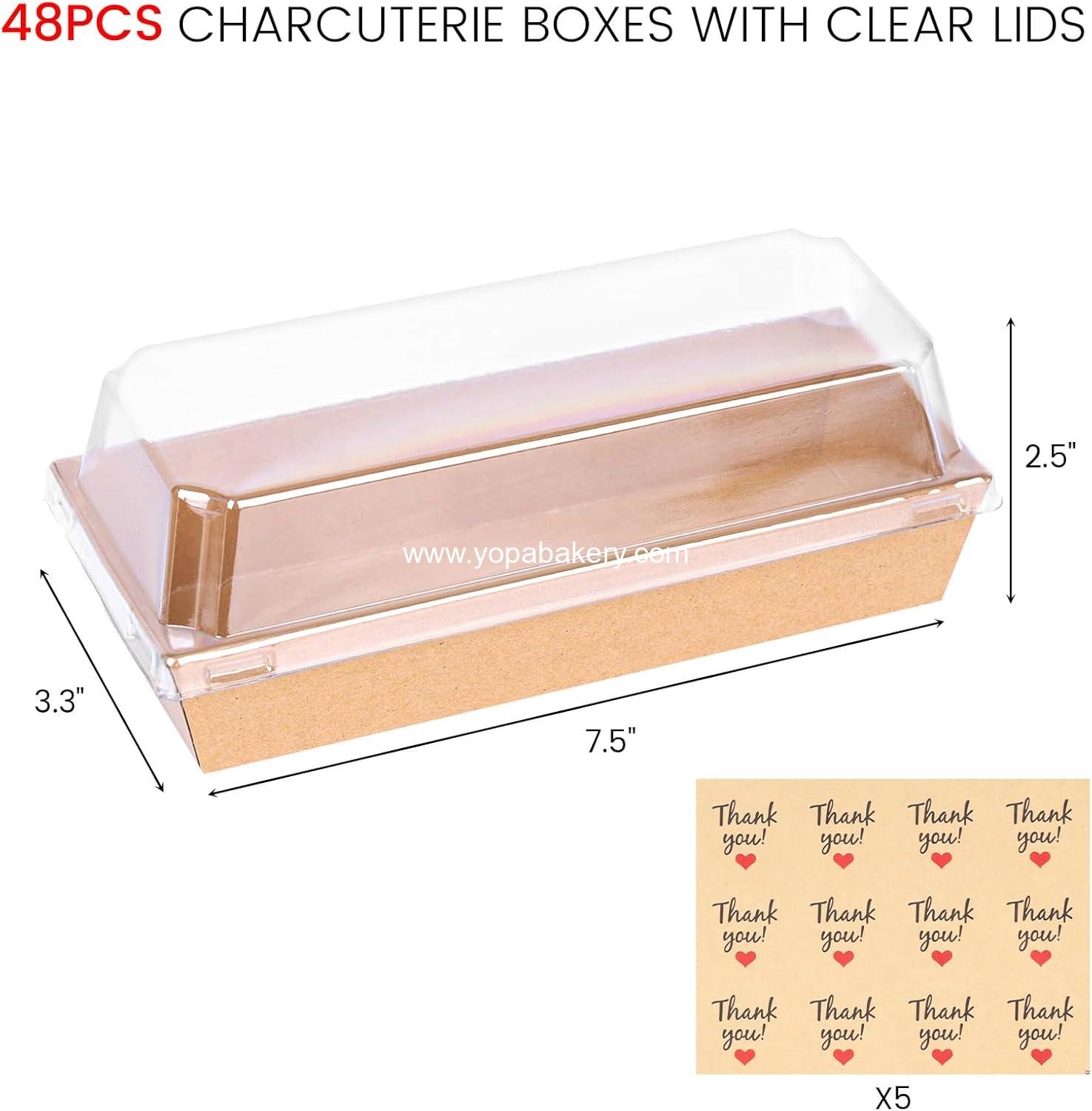 Wholesale 48PCS Charcuterie Boxes To Go Food Containers Small Paper Bakery Boxes Treat Box with Clear Lid for Sandwich Dessert and Cake Slices Factory