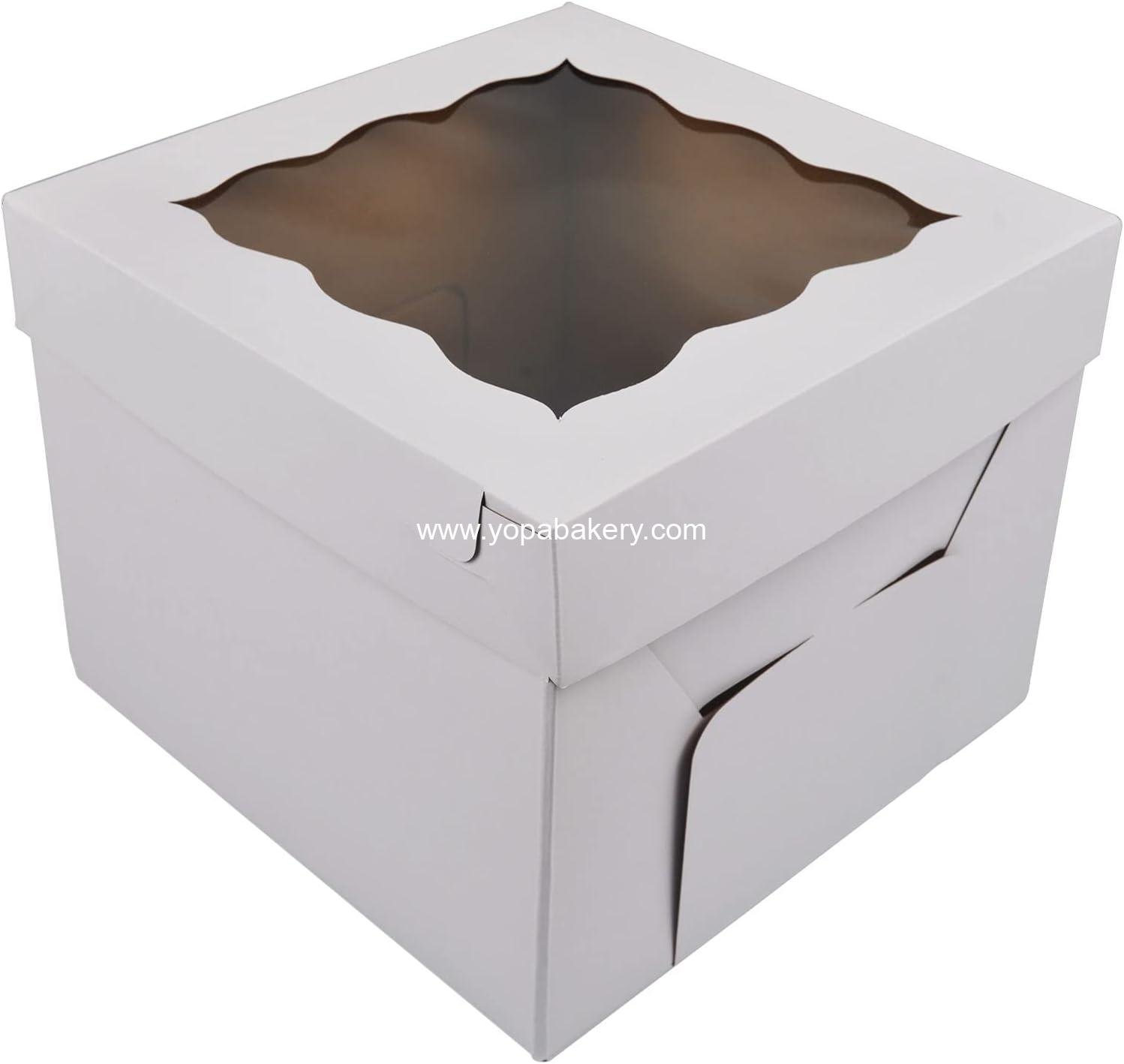 KBG Cake Boxes 10pcs 10x10x10 Inches With Window Tall Cake Box for Tier Cakes for Wedding Birthday Transport,Sturdy White Bakery Box Disposable Cake Containers Cake Boxes 10 inch