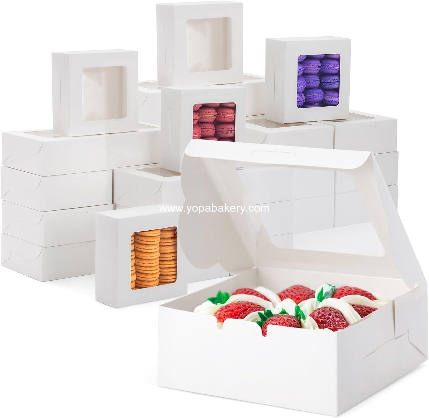 Juvale Bakery Boxes with Window - 6 x 6 x 2.5 in, White, 50 Count - Bulk Pastry & Dessert Boxes To Go & Treat Containers for Cupcakes, Cookies & Pastries