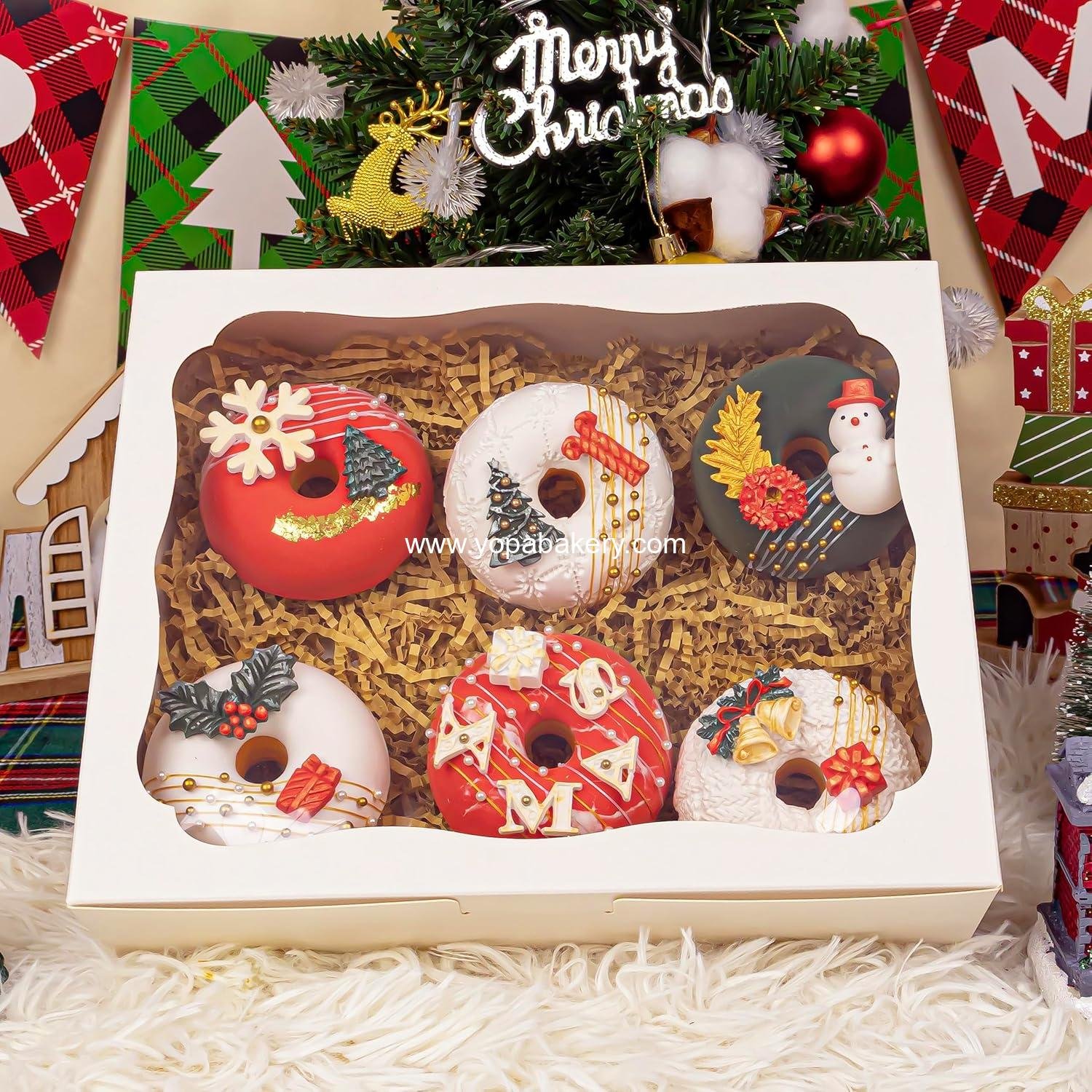 Wholesale 12pcs 10x8x2.5 Inch White Bakery Boxes with Window for Pastries, Cookies, Desserts, Chocolate Strawberries, Pies, Donuts, Muffins, Cupcakes Factory