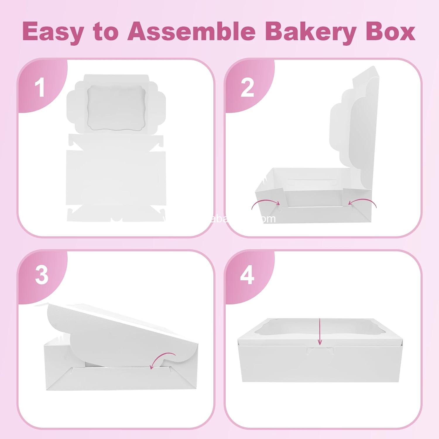 Wholesale 12pcs 10x8x2.5 Inch White Bakery Boxes with Window for Pastries, Cookies, Desserts, Chocolate Strawberries, Pies, Donuts, Muffins, Cupcakes Factory