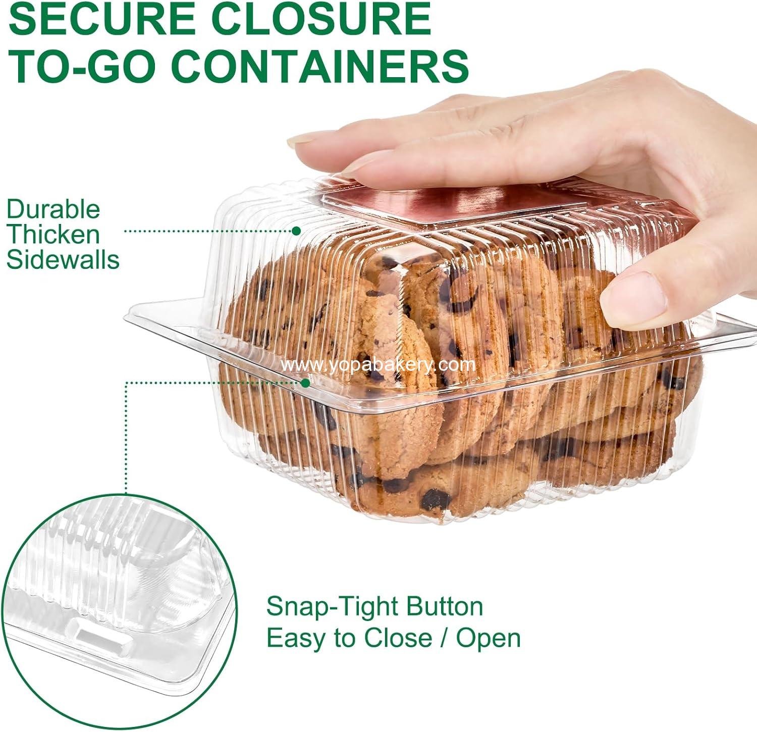 Wholesale Clear Square Clamshell Food Containers 100 Pack with Hinged Lids - Disposable To Go Boxes for Mini Cakes, Salads, Sandwiches, Desserts, and Cookies - OEM Factory