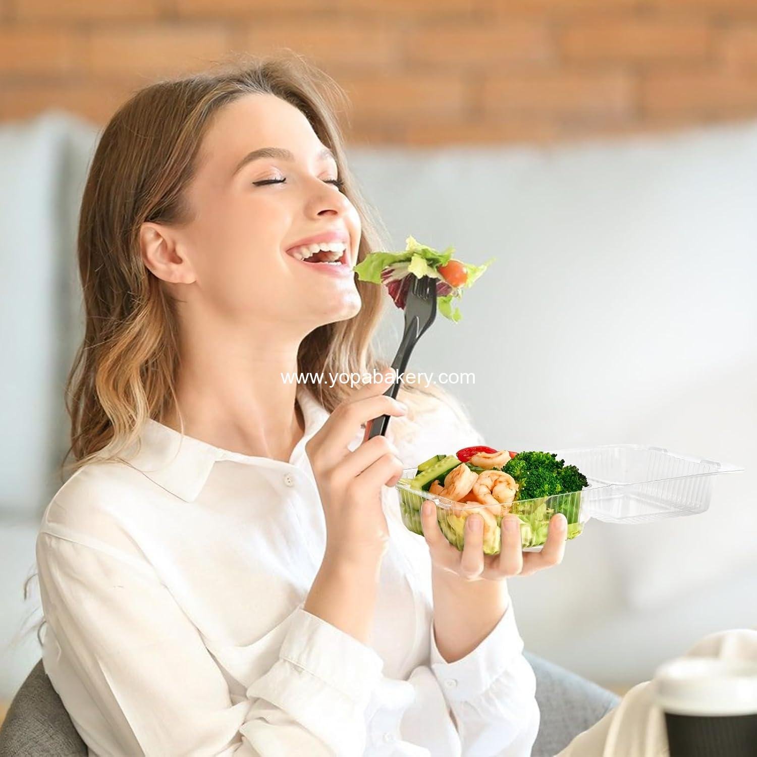 Wholesale Clear Square Clamshell Food Containers 100 Pack with Hinged Lids - Disposable To Go Boxes for Mini Cakes, Salads, Sandwiches, Desserts, and Cookies - OEM Factory