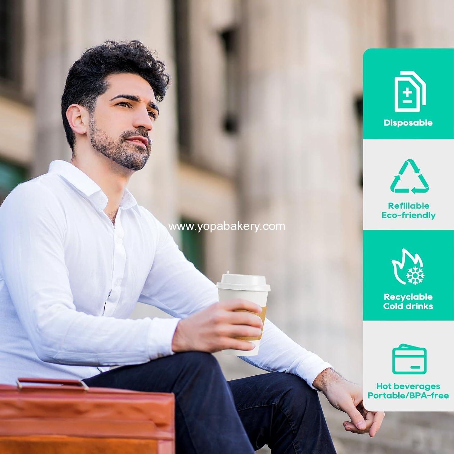 Wholesale 100 Pack 12 oz Disposable Paper Coffee Cups with Lids, Sleeves, and Stirrers for Hot/Cold Beverages - Suitable for Water, Juice, or Tea, Factory