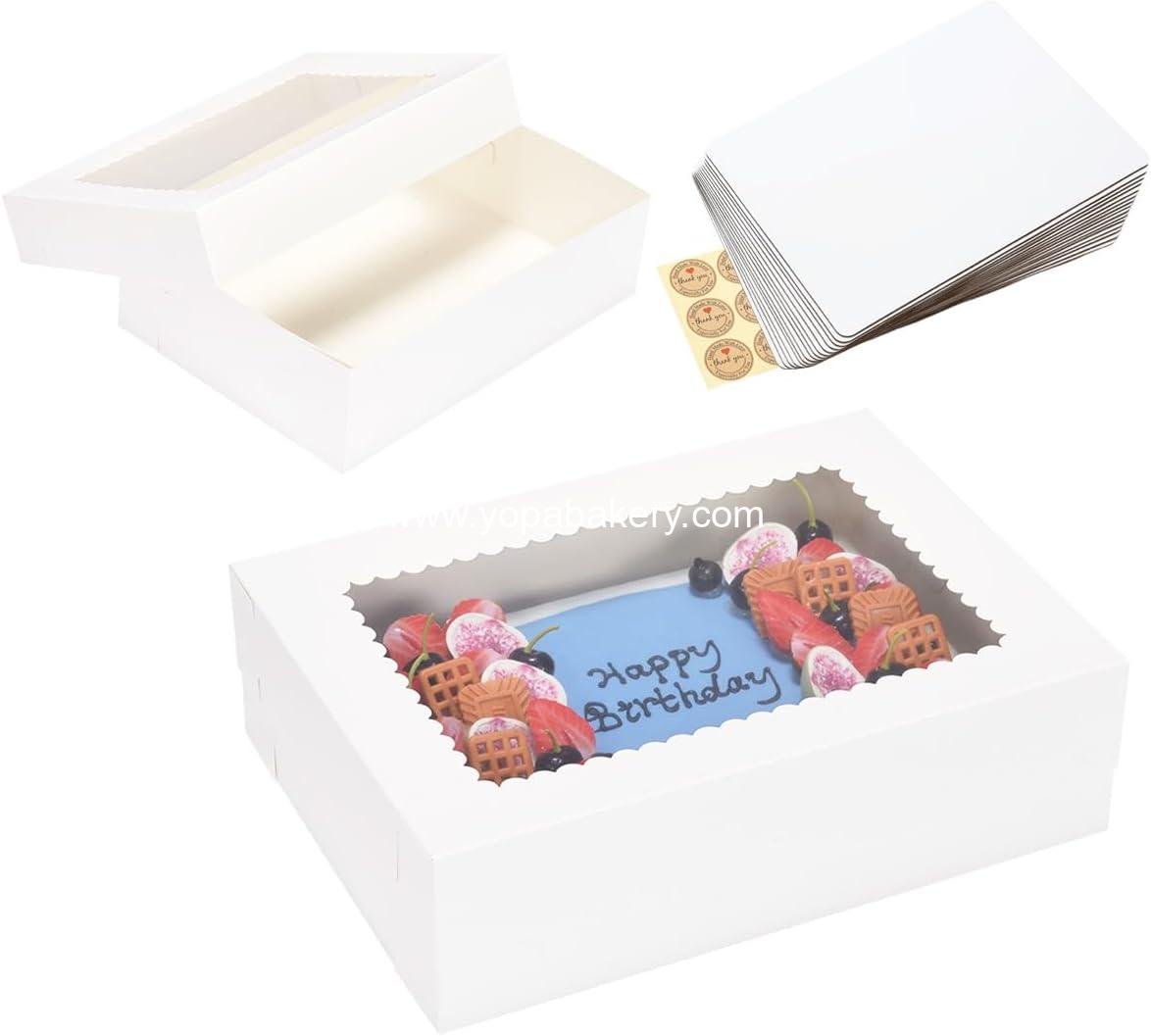 JJO 14x10x4 Inches 15 Pack Cake Boxes with Cake Board,White Bakery Boxes for Quarter Sheet Cakes,Donuts,Cupcakes, Brownie&Pie