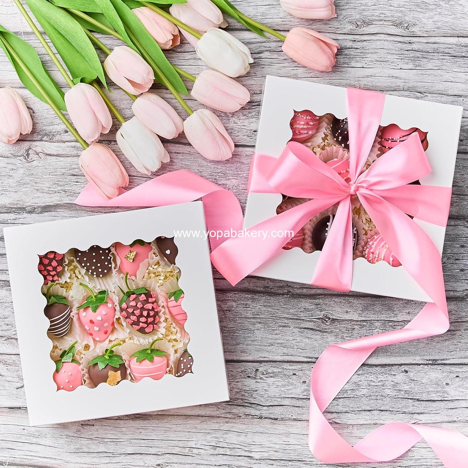 Wholesale 20 PCS Pie Boxes 8 x 8 x 2.5 Inches Bakery Boxes with Window Auto-Popup Treat Boxes for Chocolate Strawberries Pastries Muffins Donuts Manufacturer