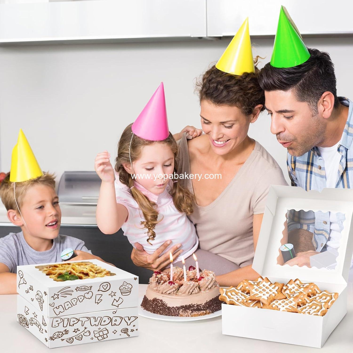 Wholesale 20 PCS Pie Boxes 8 x 8 x 2.5 Inches Bakery Boxes with Window Auto-Popup Treat Boxes for Chocolate Strawberries Pastries Muffins Donuts Manufacturer