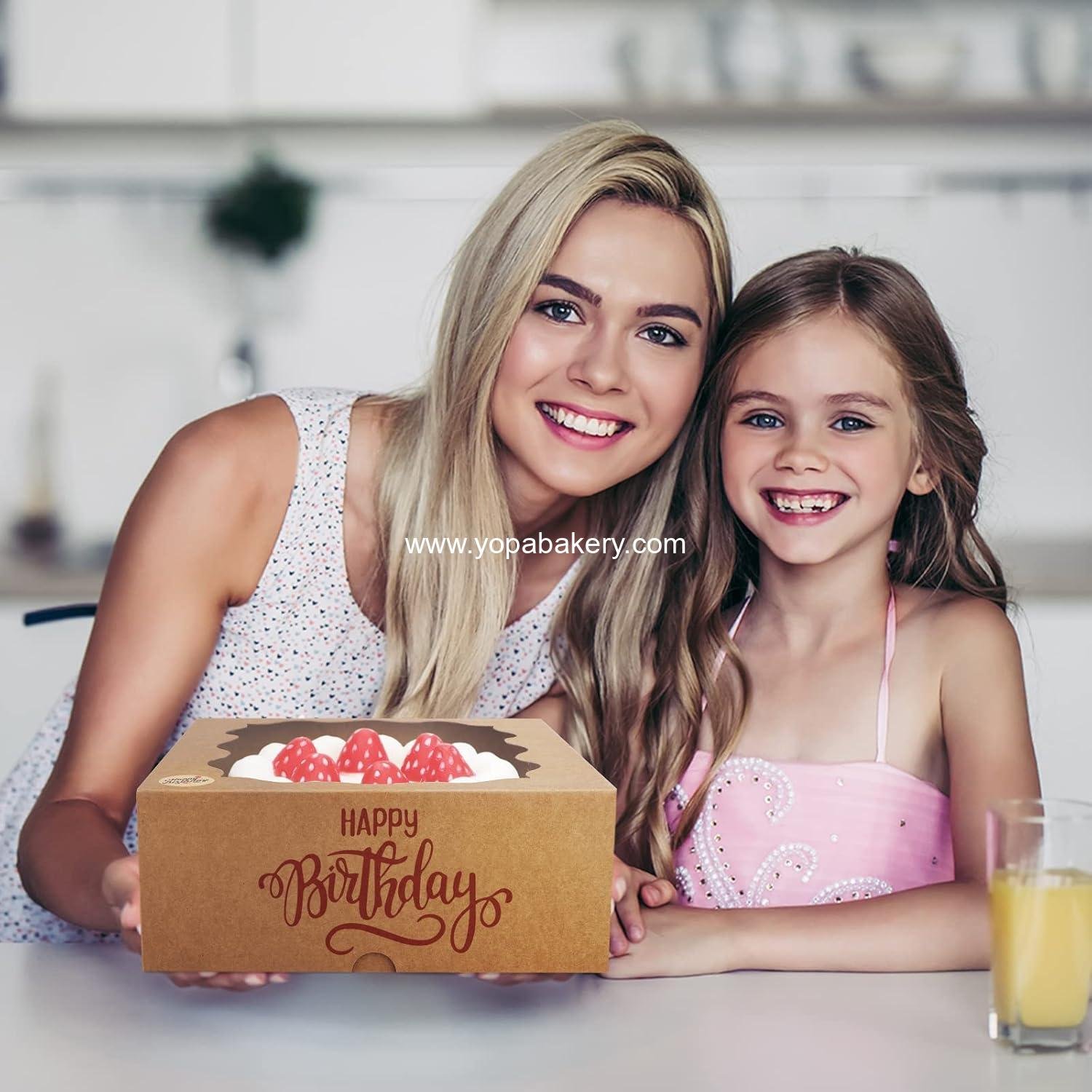 Wholesale 10x10x5 Auto-popup Cake Boxes with Window, 24pcs Quick Fold Brown Bakery Boxes, Easy Assemble Gift Box for Pies, Cookies, Pastries, Chocolates, Party, Wedding Factory