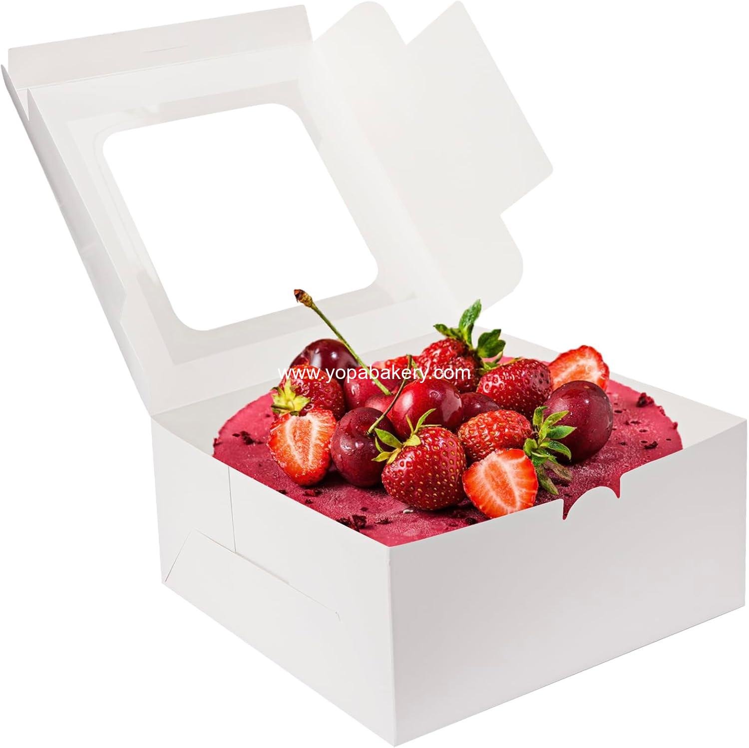 Moretoes 40pcs Cake Boxes, 10x10x5 Inch White Bakery Boxes with Window for Valentine's Day, Mother's Day, Pastries, Cookies, Pie, Cupcakes