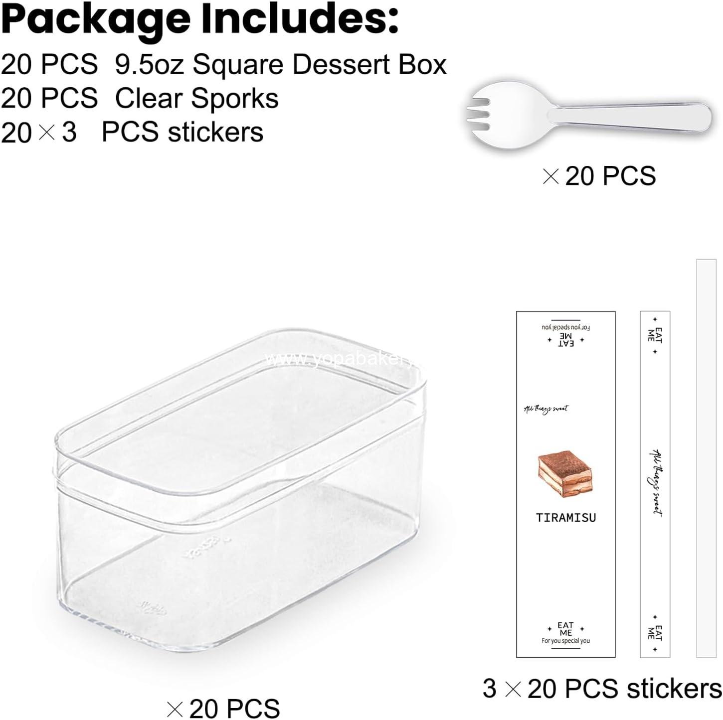 Wholesale Plastic Dessert Cups with Lids and Sporks, Tiramisu and Cookie Containers, Clear Food Containers for Fruit, Pudding, Mousse (20 Count, Clear, 4.6