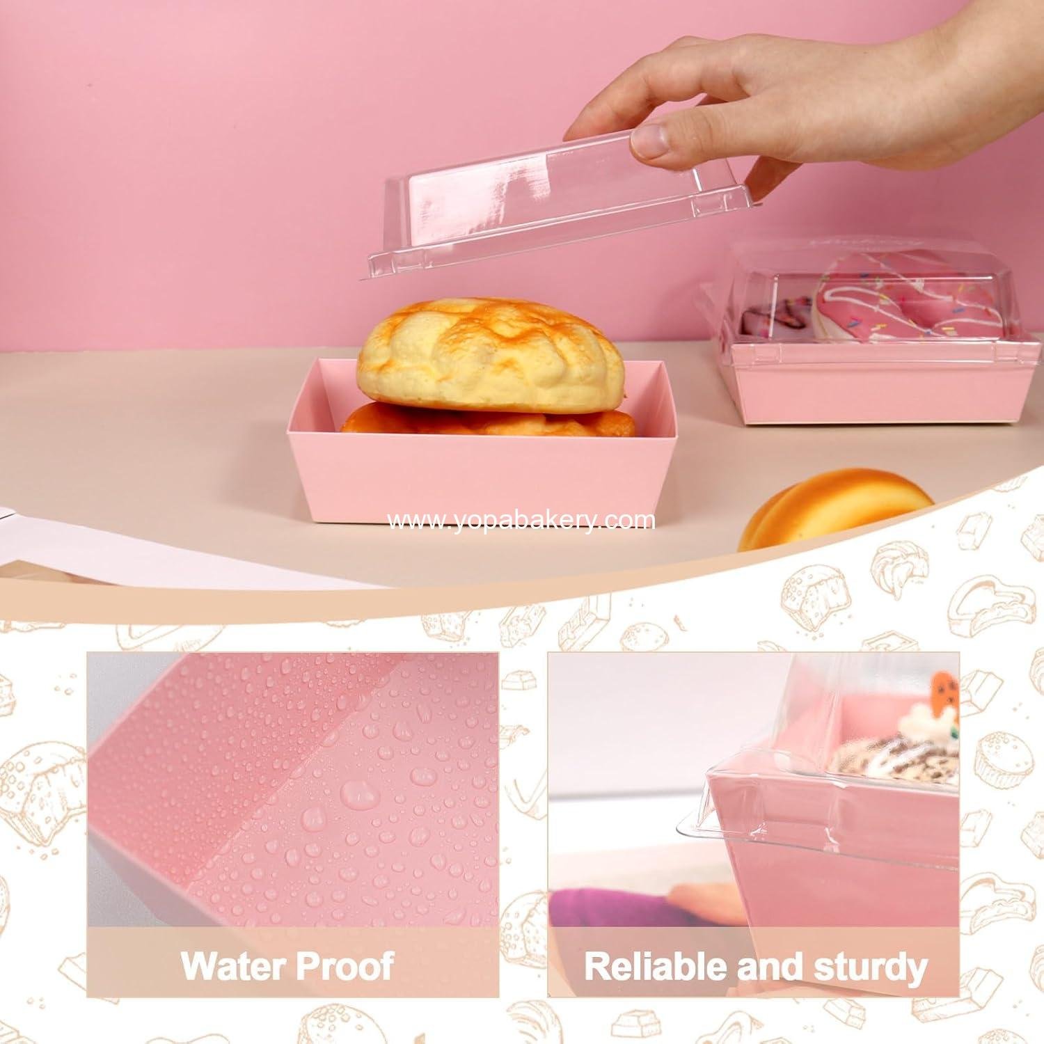 Wholesale 100 Pack Charcuterie Boxes with Clear Secure Lids and 100 Stickers, 5.3x4.9x2.5 Inches, Valentine's Day Pink Square Disposable Food Containers for Cookies, Sandwiches, Pastries, and Desserts - Factory