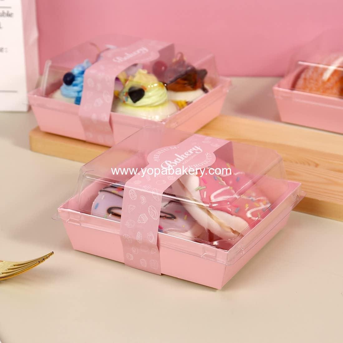 Wholesale 100 Pack Charcuterie Boxes with Clear Secure Lids and 100 Stickers, 5.3x4.9x2.5 Inches, Valentine's Day Pink Square Disposable Food Containers for Cookies, Sandwiches, Pastries, and Desserts - Factory