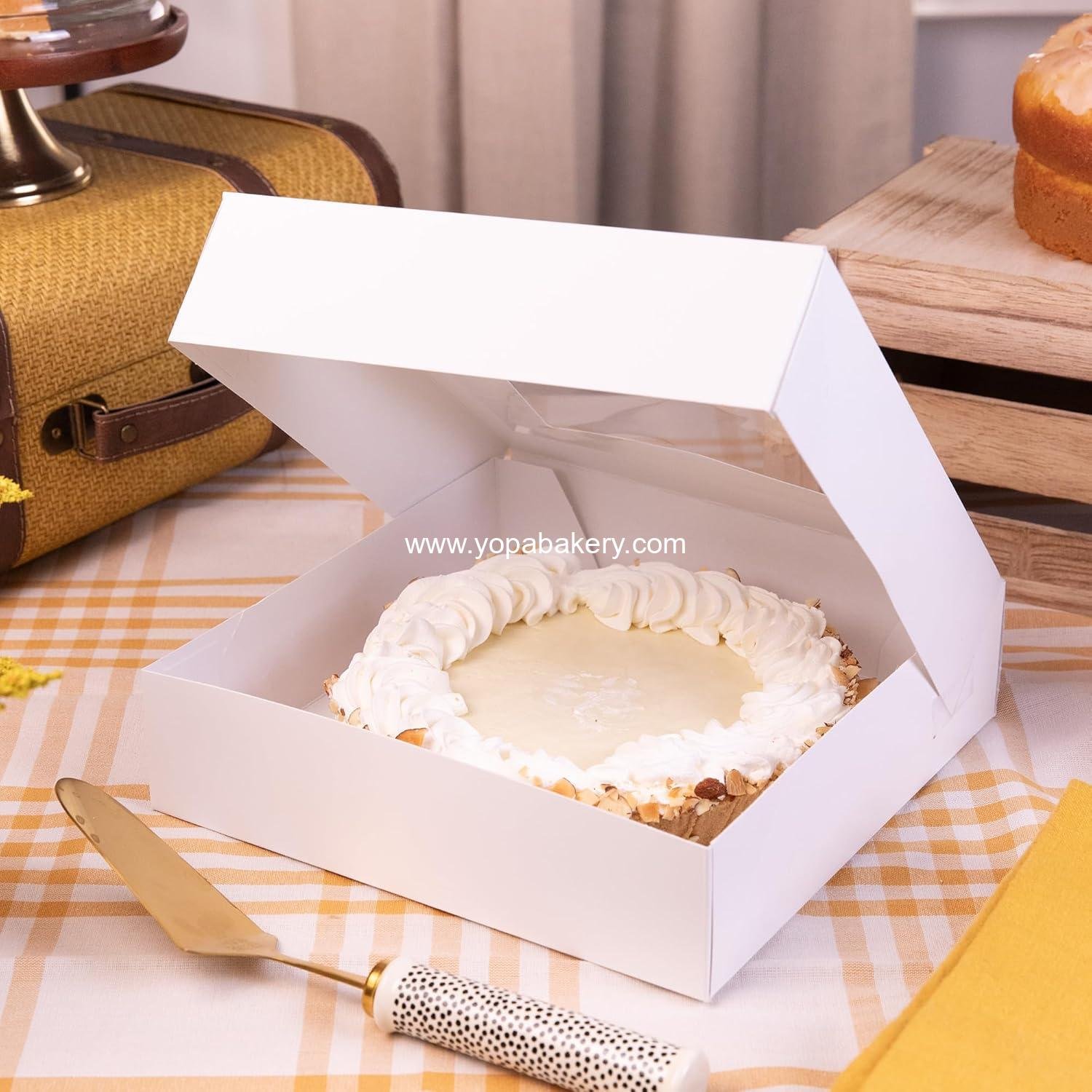 Wholesale White Bakery Boxes with Attached Flip Top, 10 x 10 x 2.5, 4-Corner Beers Design, Paper, 200/Carton, Factory