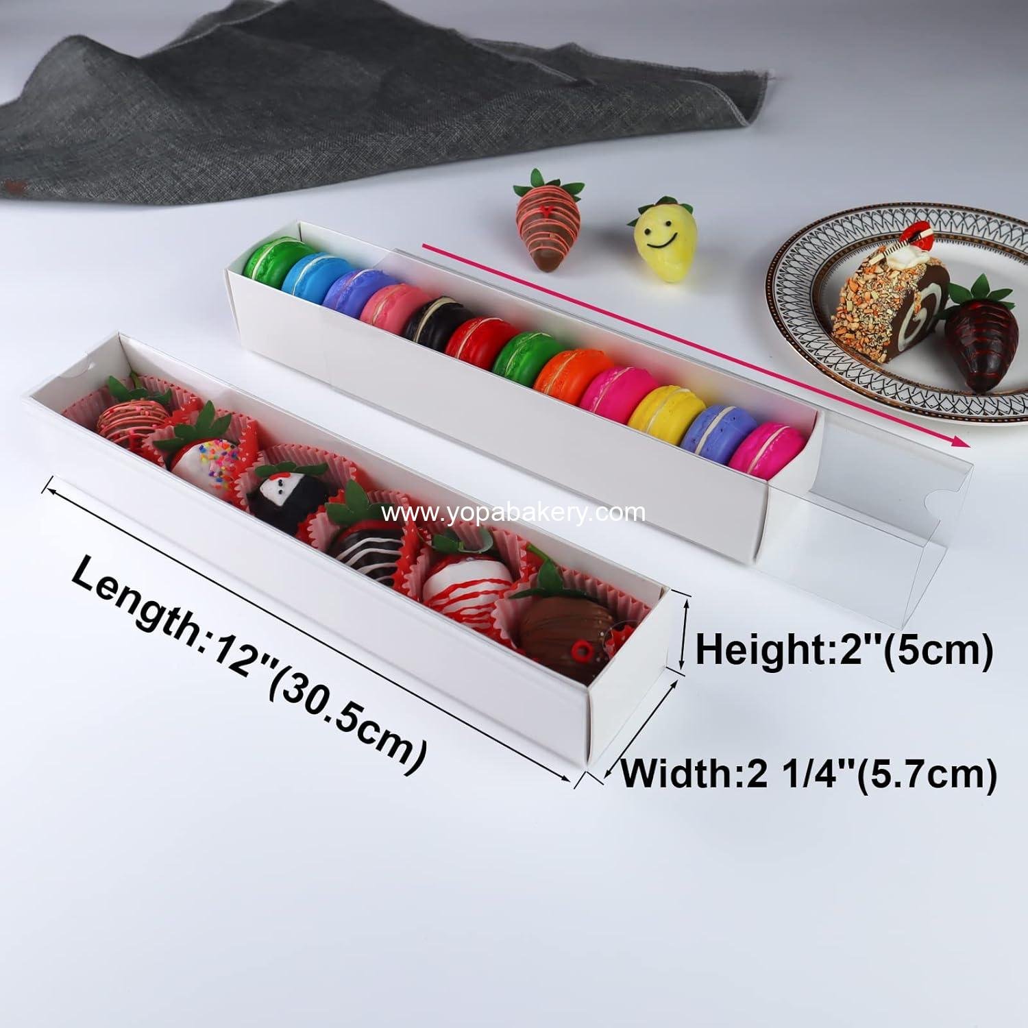 Wholesale 23PCS Strawberry Boxes 12x2¼x2 Inch with Clear Window, Drawer Boxes for Macarons and Chocolates, Wedding Favors, Party Supplies, Factory