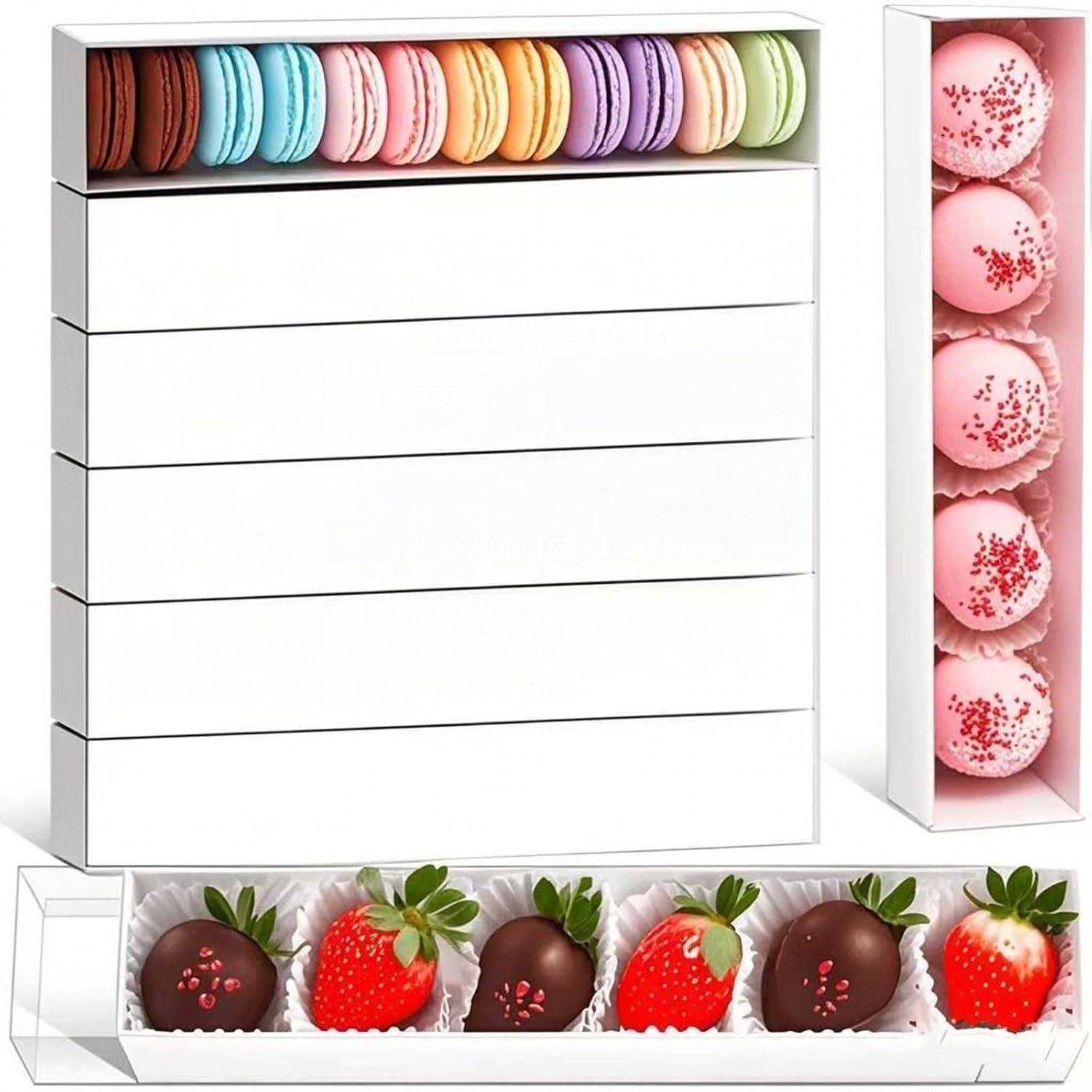 RomanticBaking 23PCS Strawberry Boxes 12x2¼x2 Inch with Full Clear Window,Drawer Boxes Macaron Boxes Chocolate Containers for Wedding Favors Party Boxes