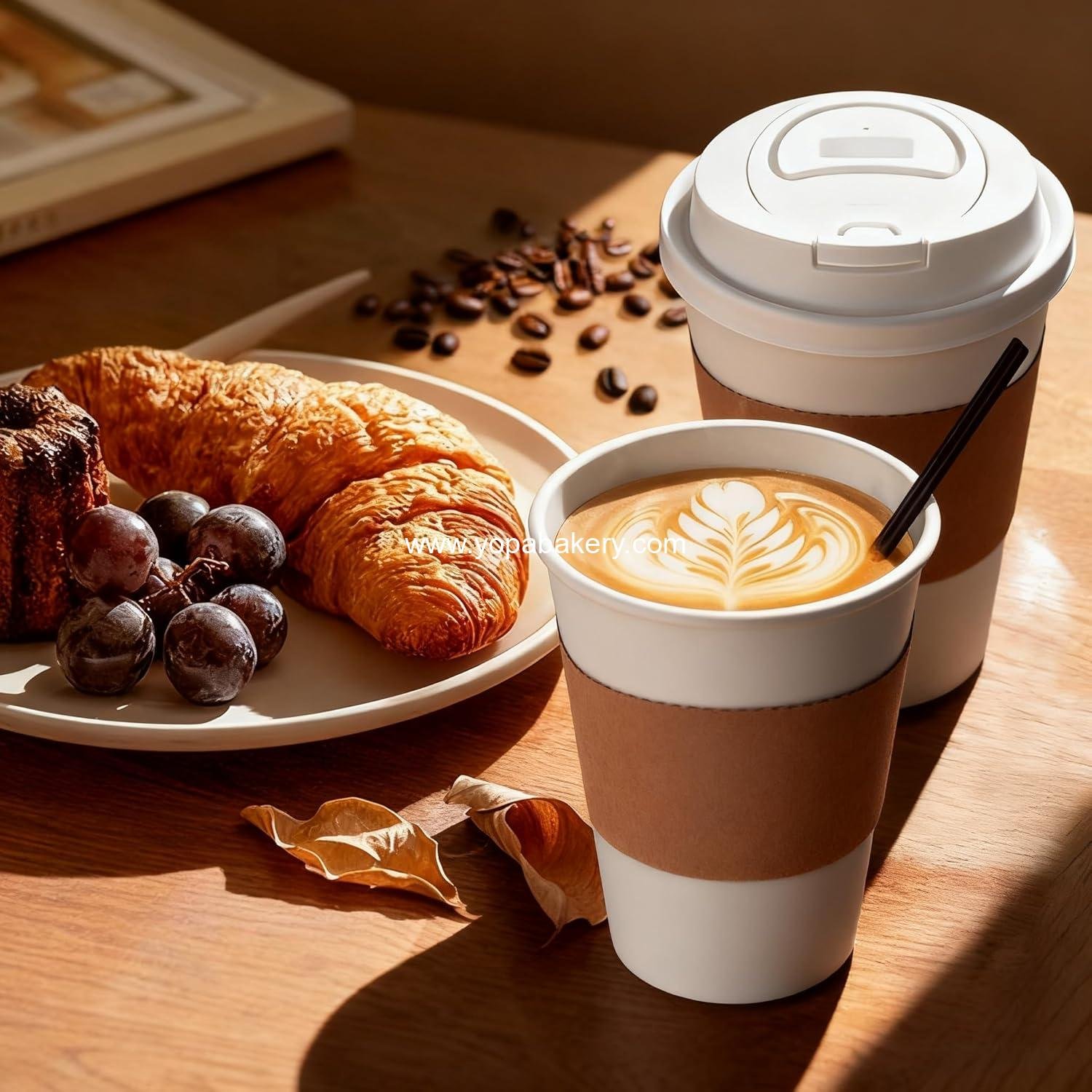 Wholesale 12 oz Disposable Coffee Cups with Lids, Sleeves, and Stirrers - 100 Pack Heat Resistant Leak-Proof To Go Cups for Coffee Shops, Cafes, Offices, and Parties Factory