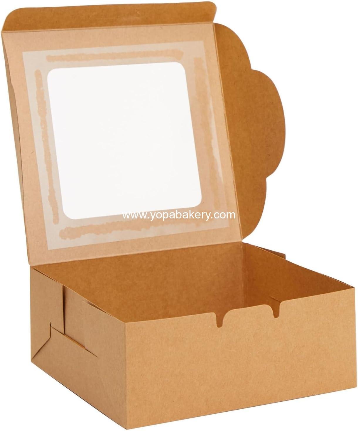 Wholesale Cookie Boxes with Window - 50-Pack, 6x6x2.5 in, Brown Paperboard - Bakery Boxes for Cookies, Cupcakes & Muffins Factory