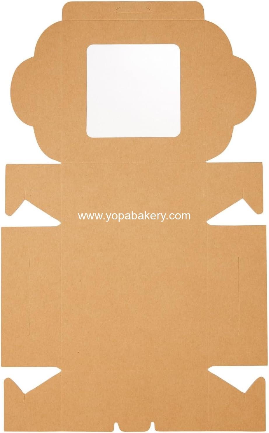 Wholesale Cookie Boxes with Window - 50-Pack, 6x6x2.5 in, Brown Paperboard - Bakery Boxes for Cookies, Cupcakes & Muffins Factory